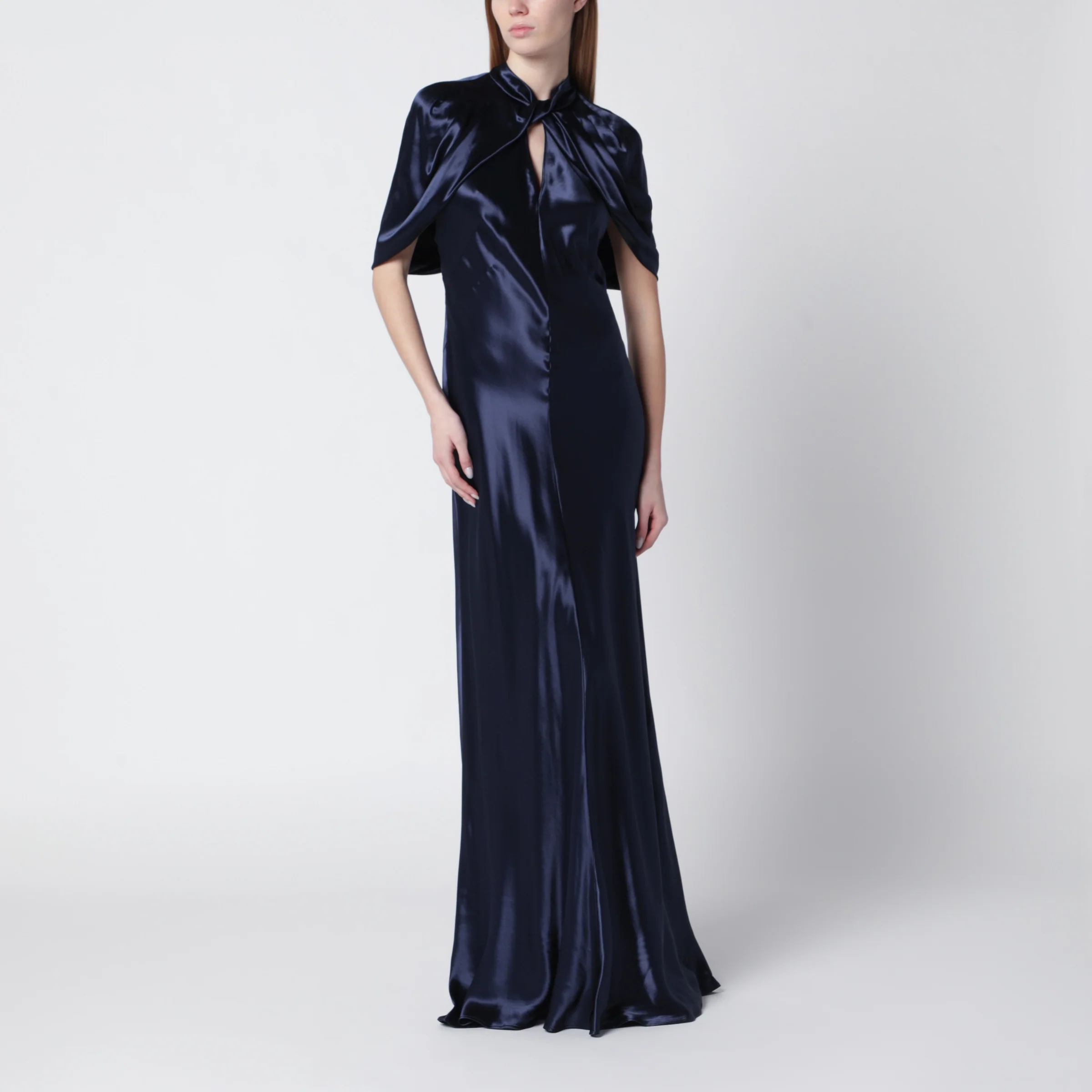 Alberta Ferretti Long blue dress in shiny satin