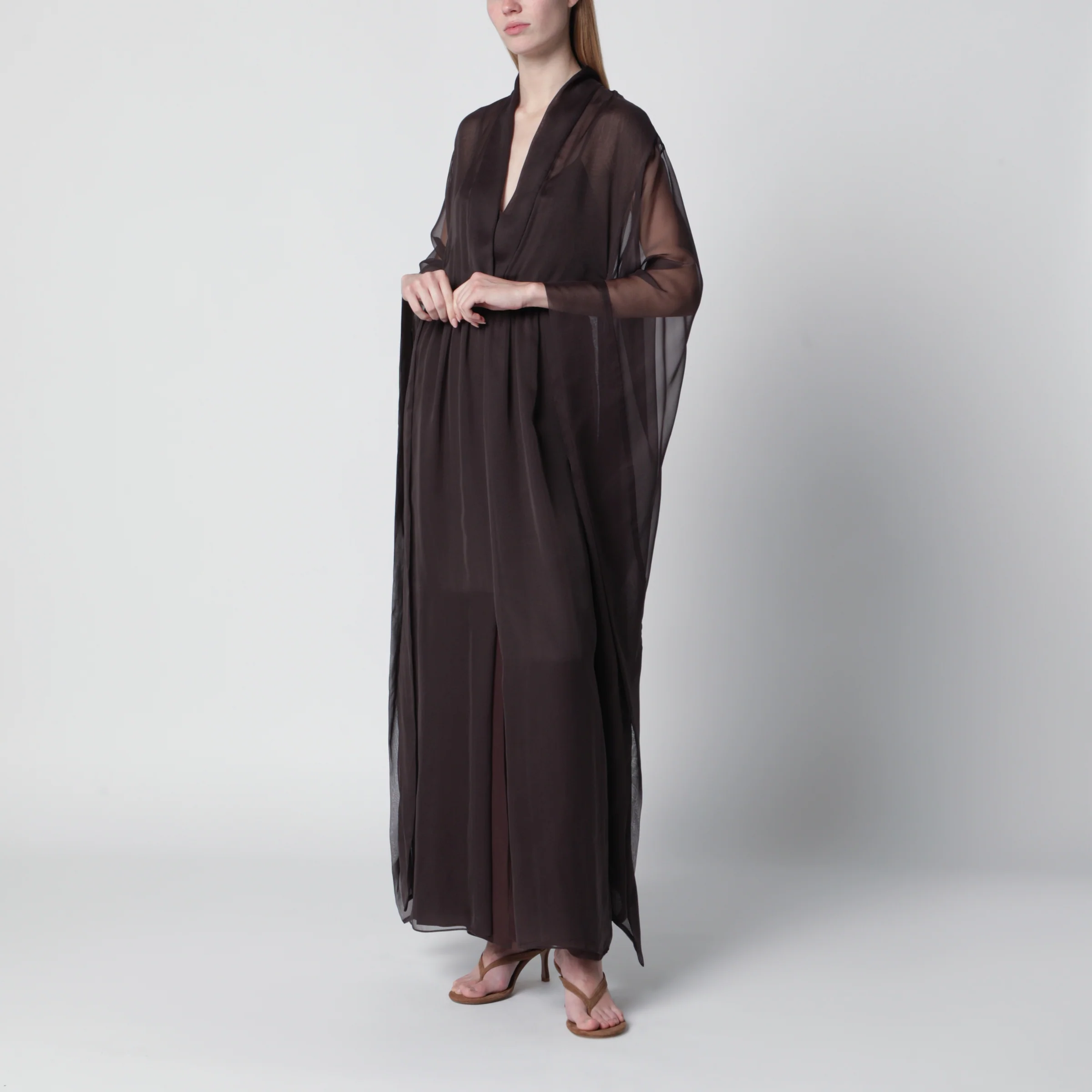 Alberta Ferretti Long brown silk dress