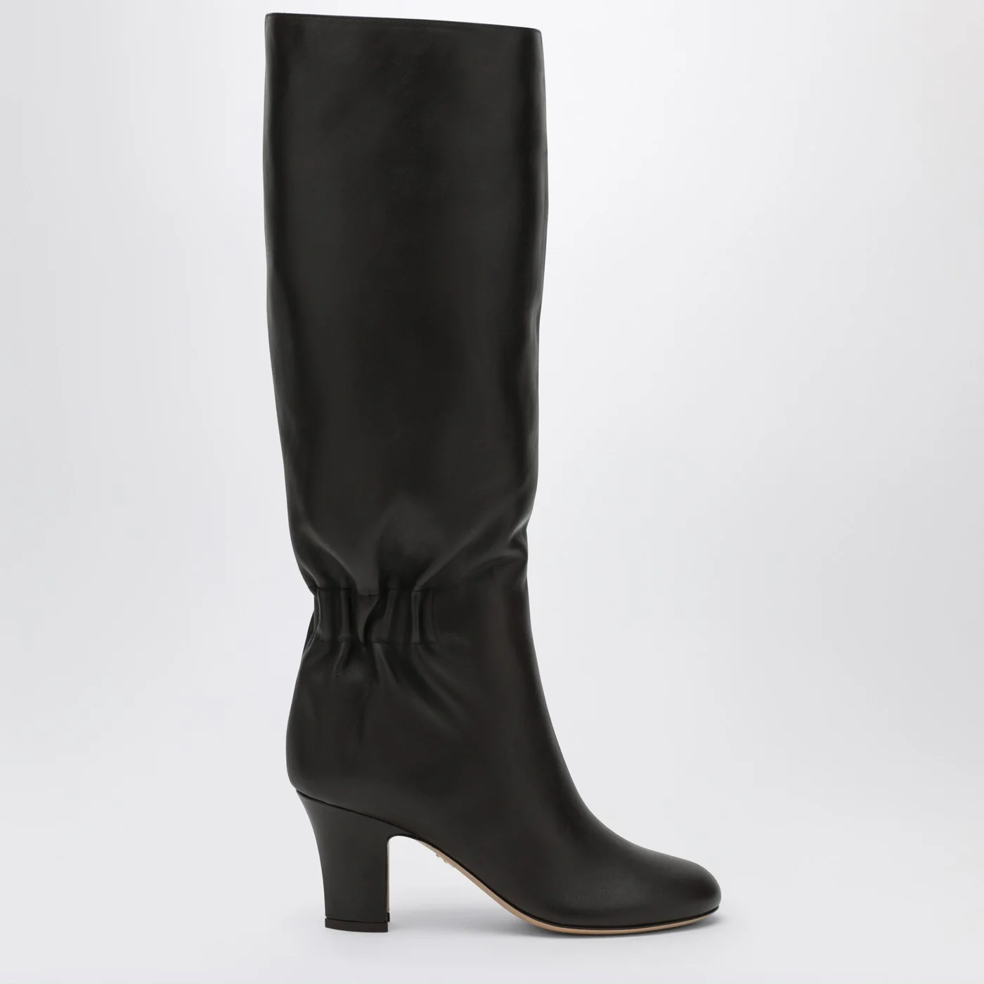 Ferragamo Ruched Boots in Dark Brown Leather