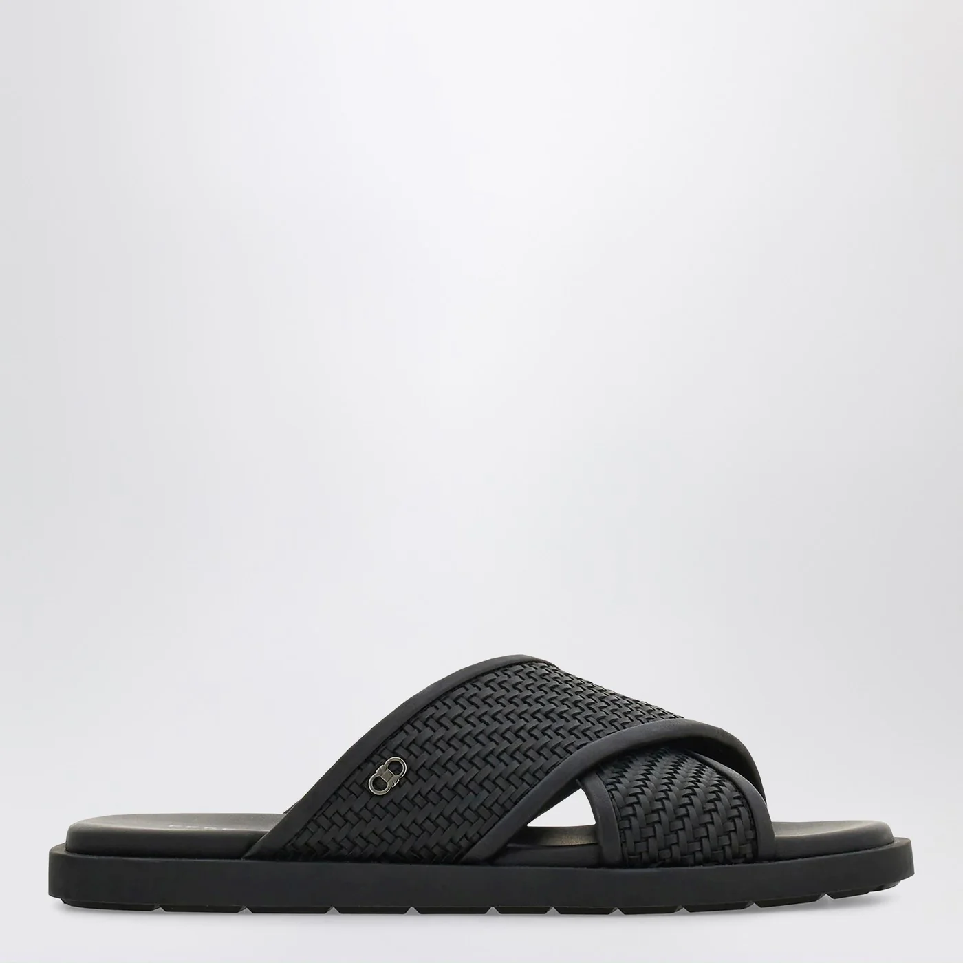 Ferragamo Black Gancini ornament sandal