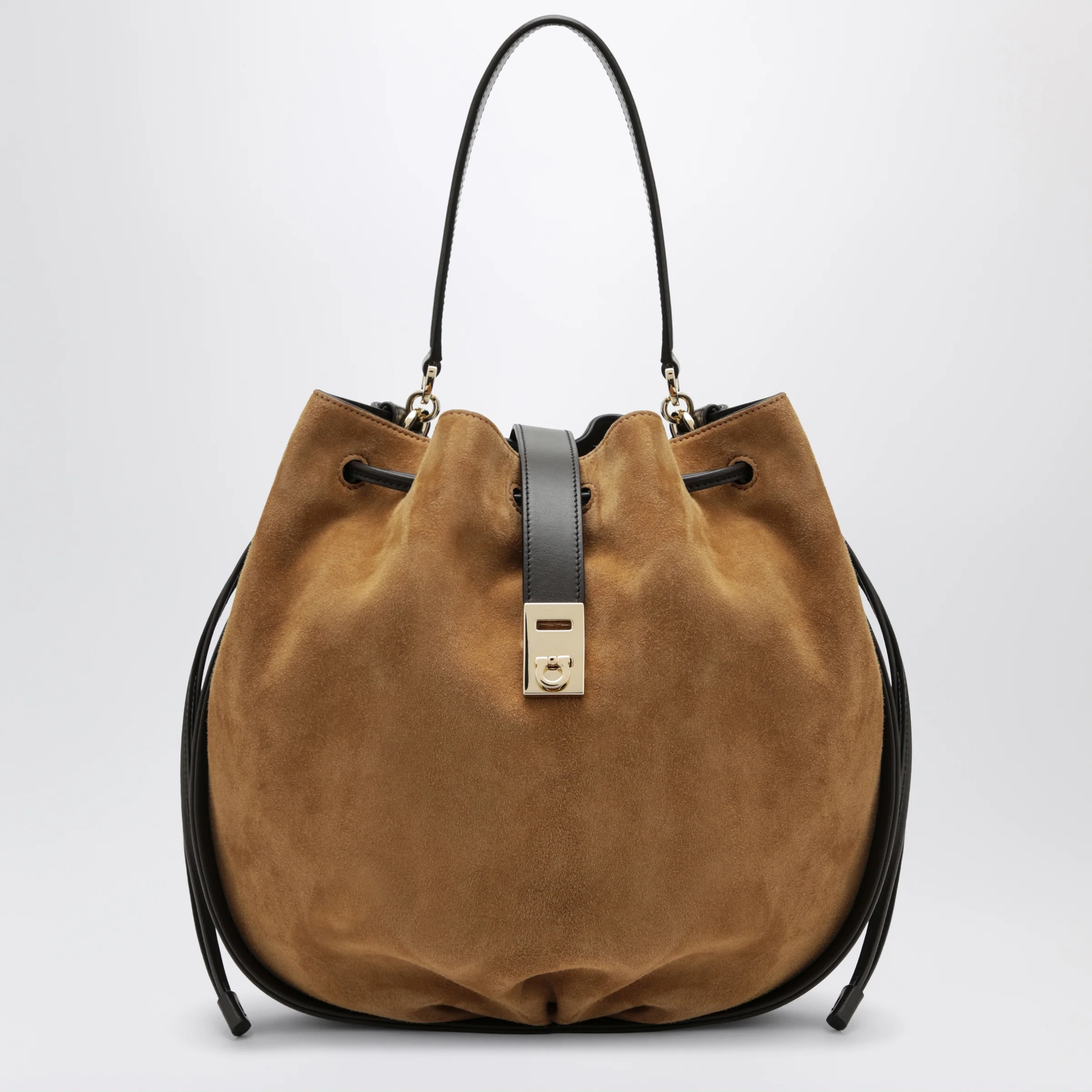 Ferragamo Hug bucket bag with buckle in Natural