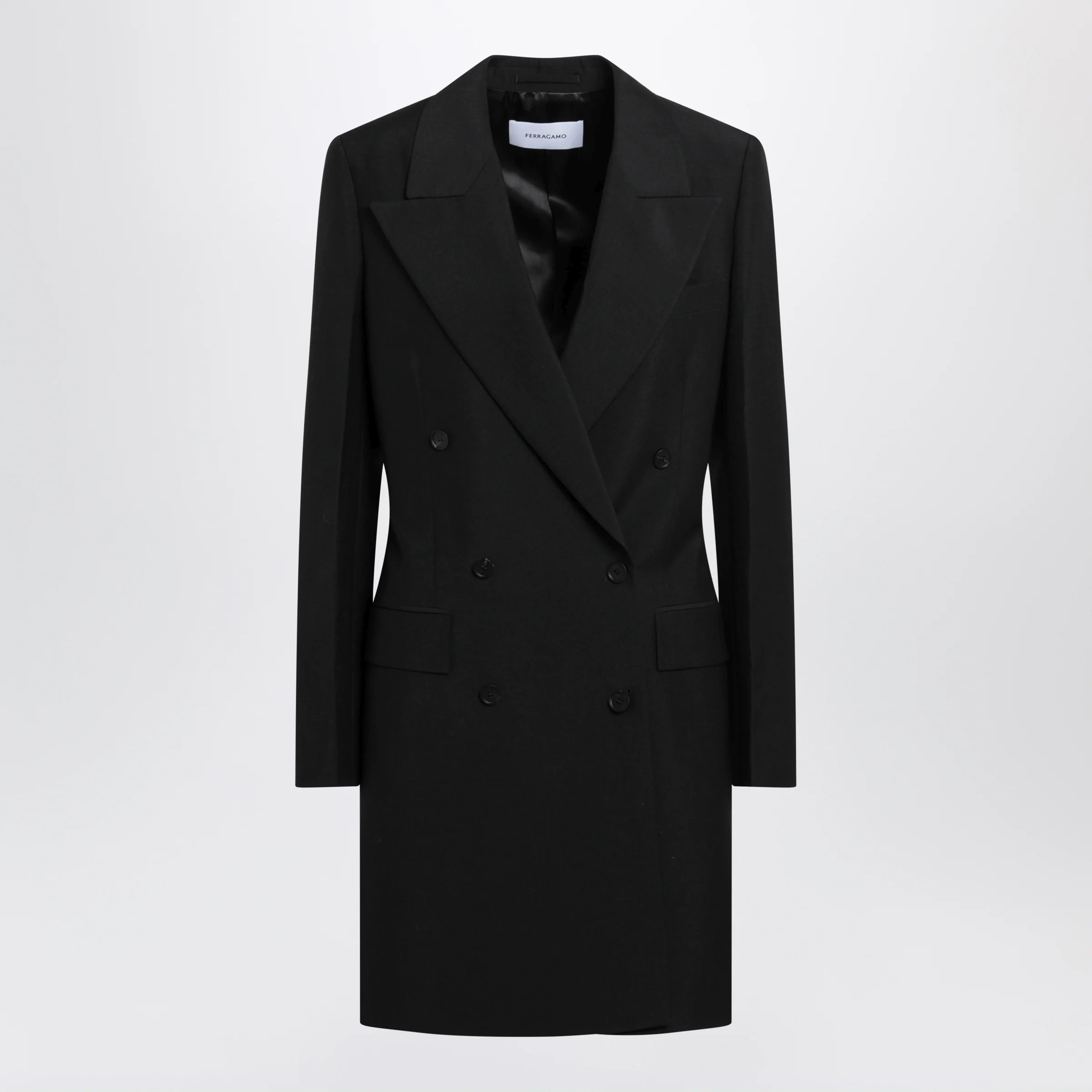 Ferragamo Black double-breasted wool-blend suit