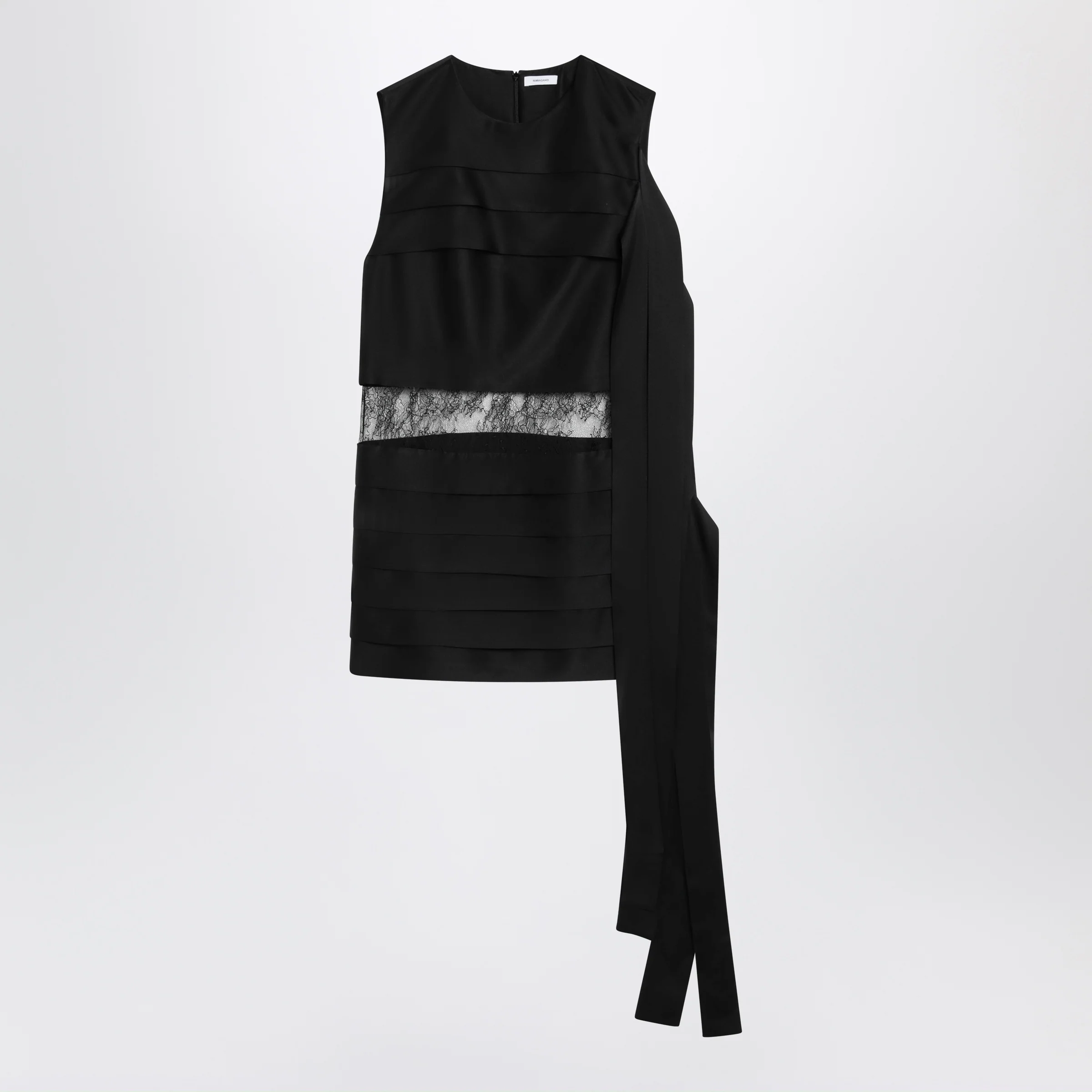 Ferragamo Black mini dress with lace