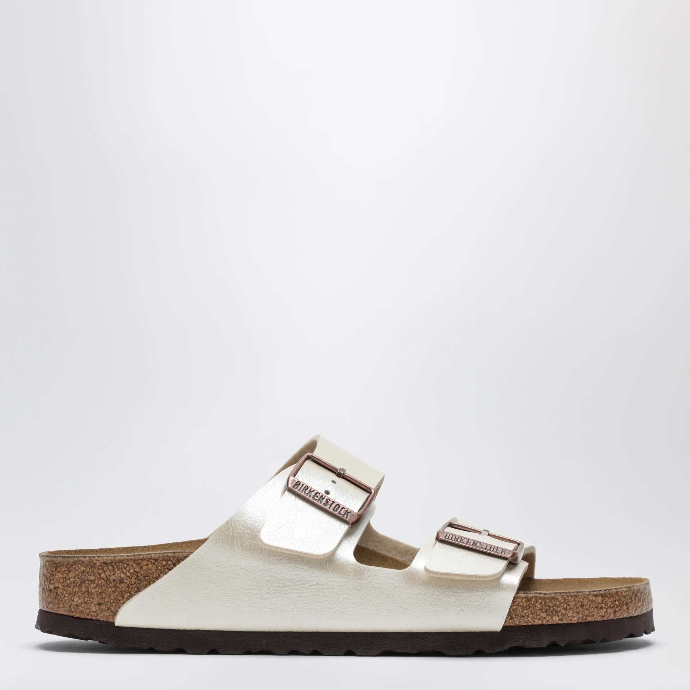 Birkenstock Arizona Birko-Flor pearl white slides