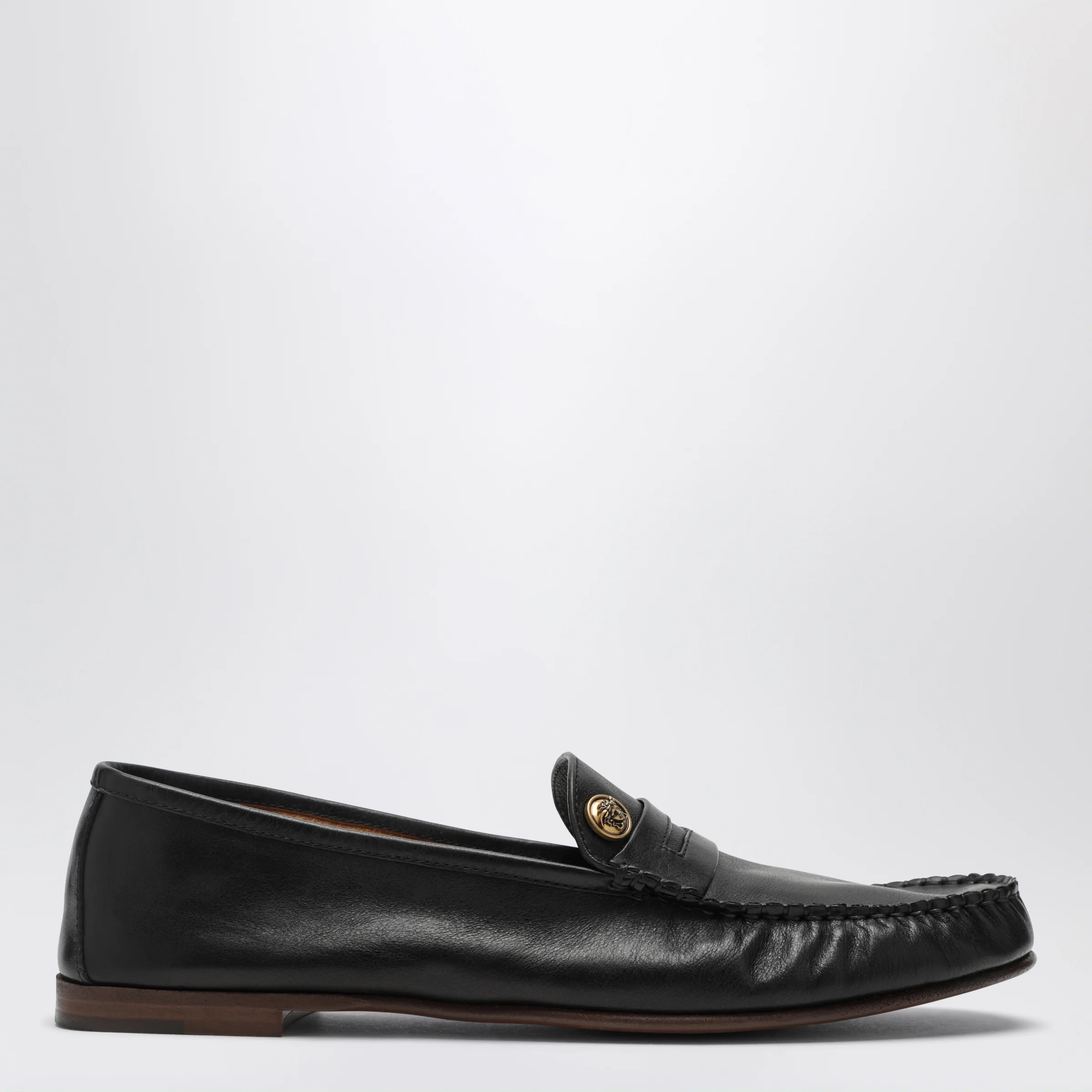 Versace Black Guanto loafers in calf leather