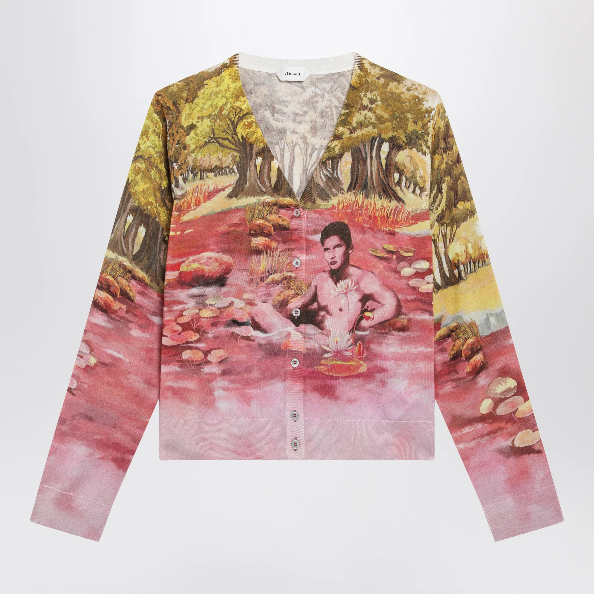 Versace Printed silk knit cardigan