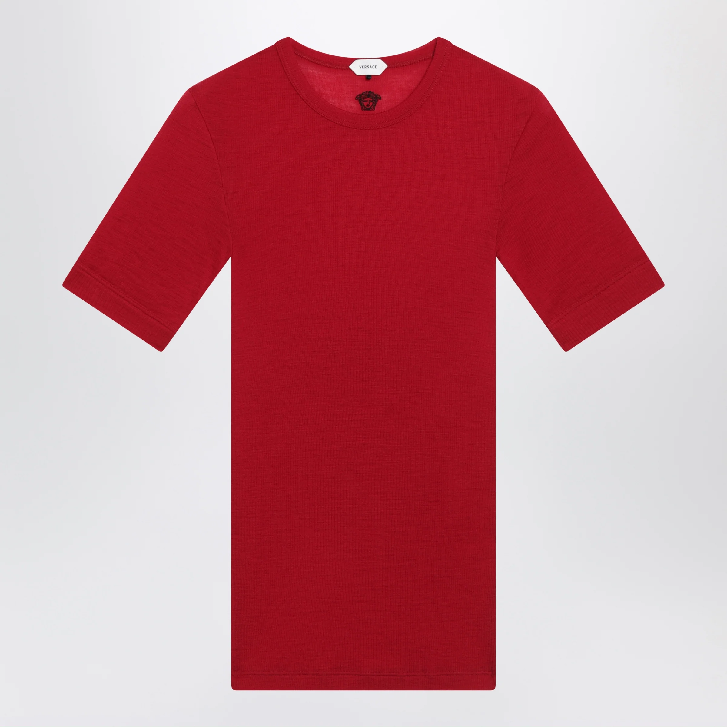 Versace Red wool T-shirt with embroidered logo