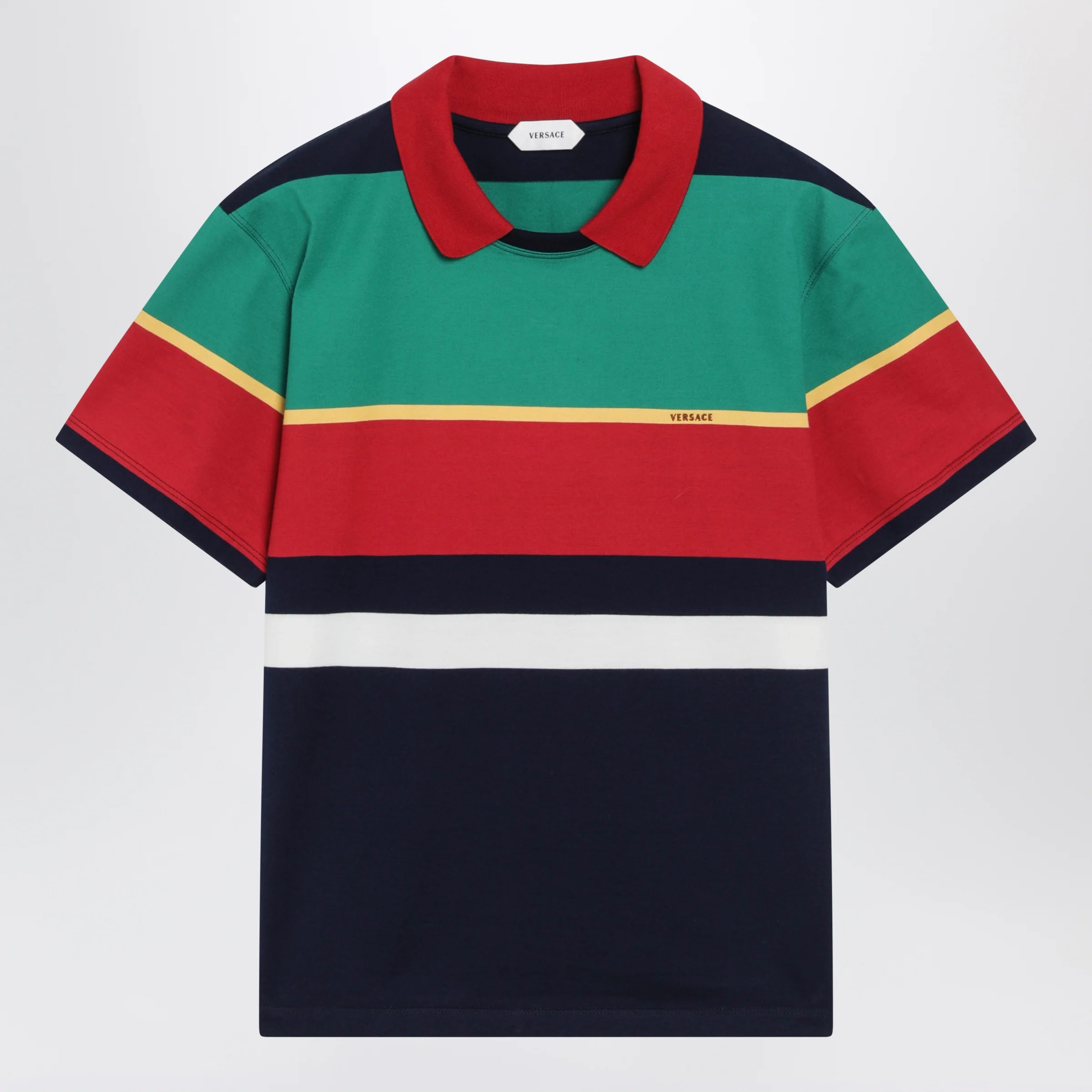 Versace Color-block striped cotton polo T-shirt