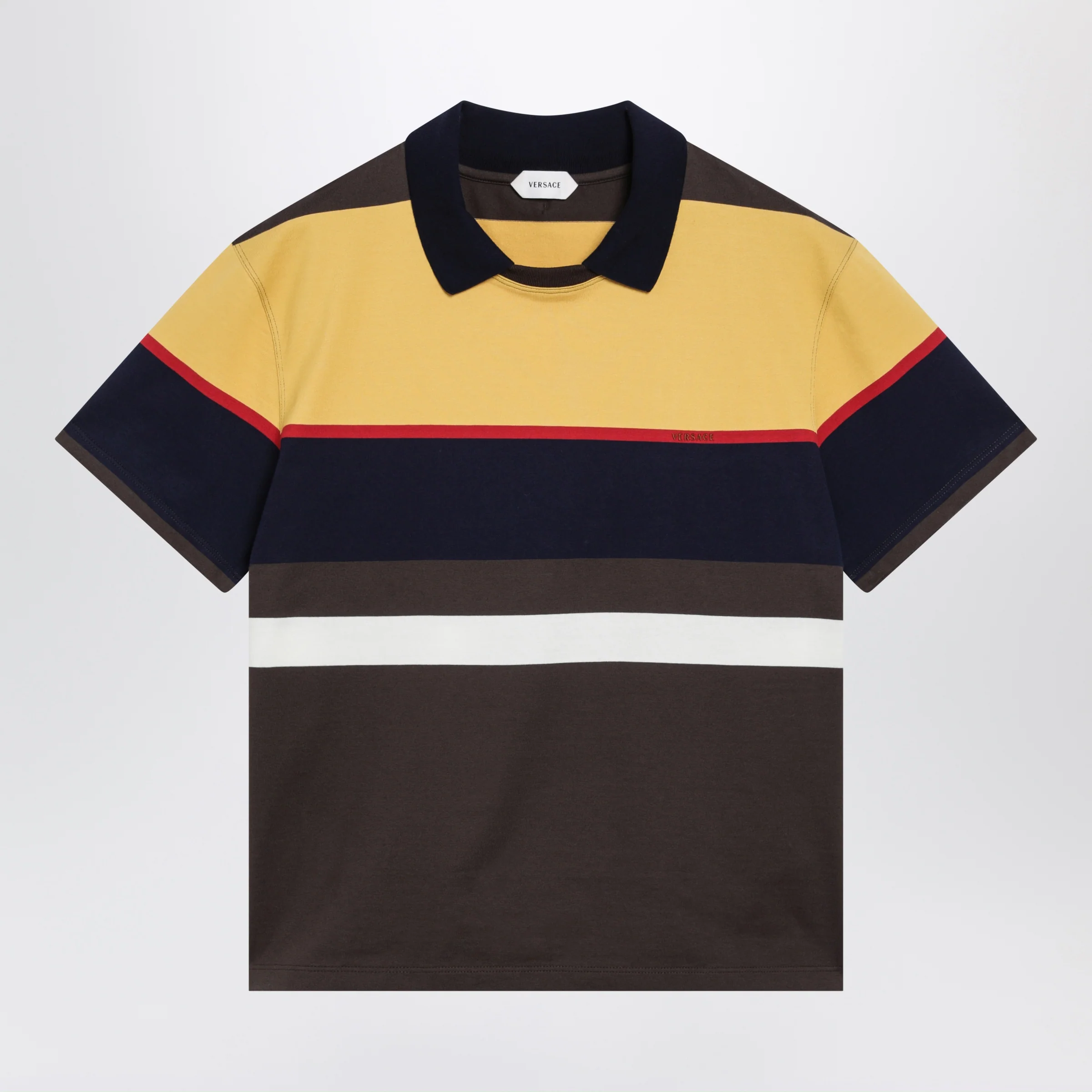 Versace Color-block striped cotton polo T-shirt