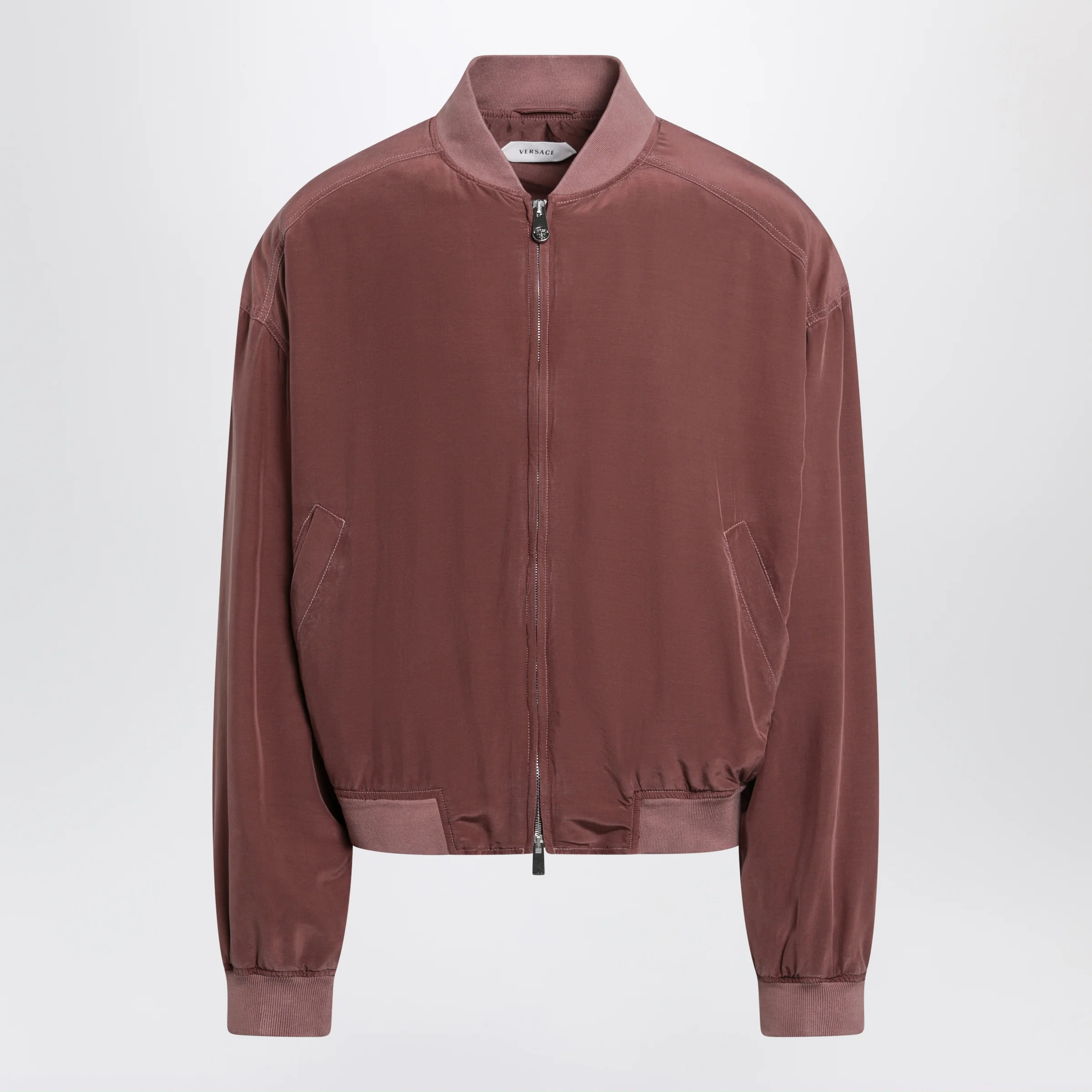 Versace Aubergine silk bomber jacket