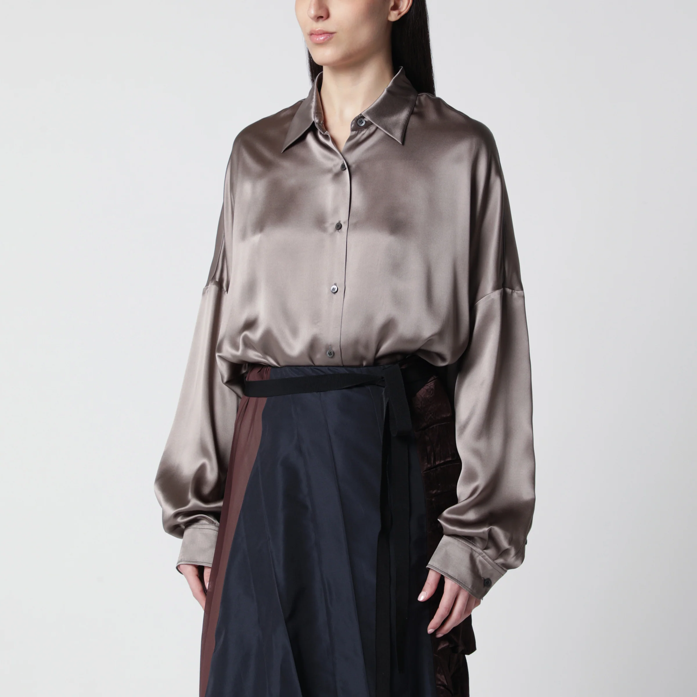 Dries Van Noten Shirt Taupe Color in Silk