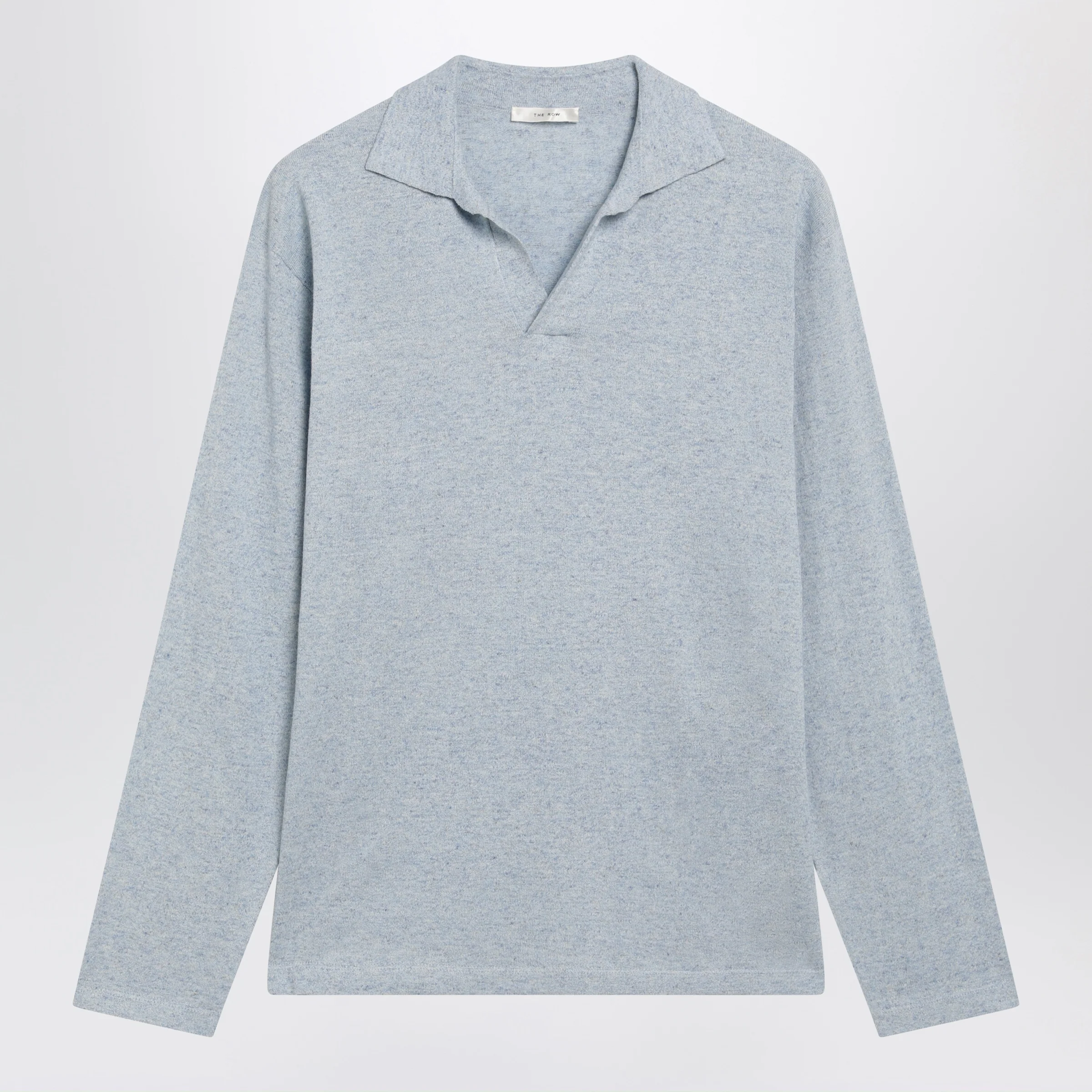 The Row Niosa oversized cotton-linen polo in ice blue