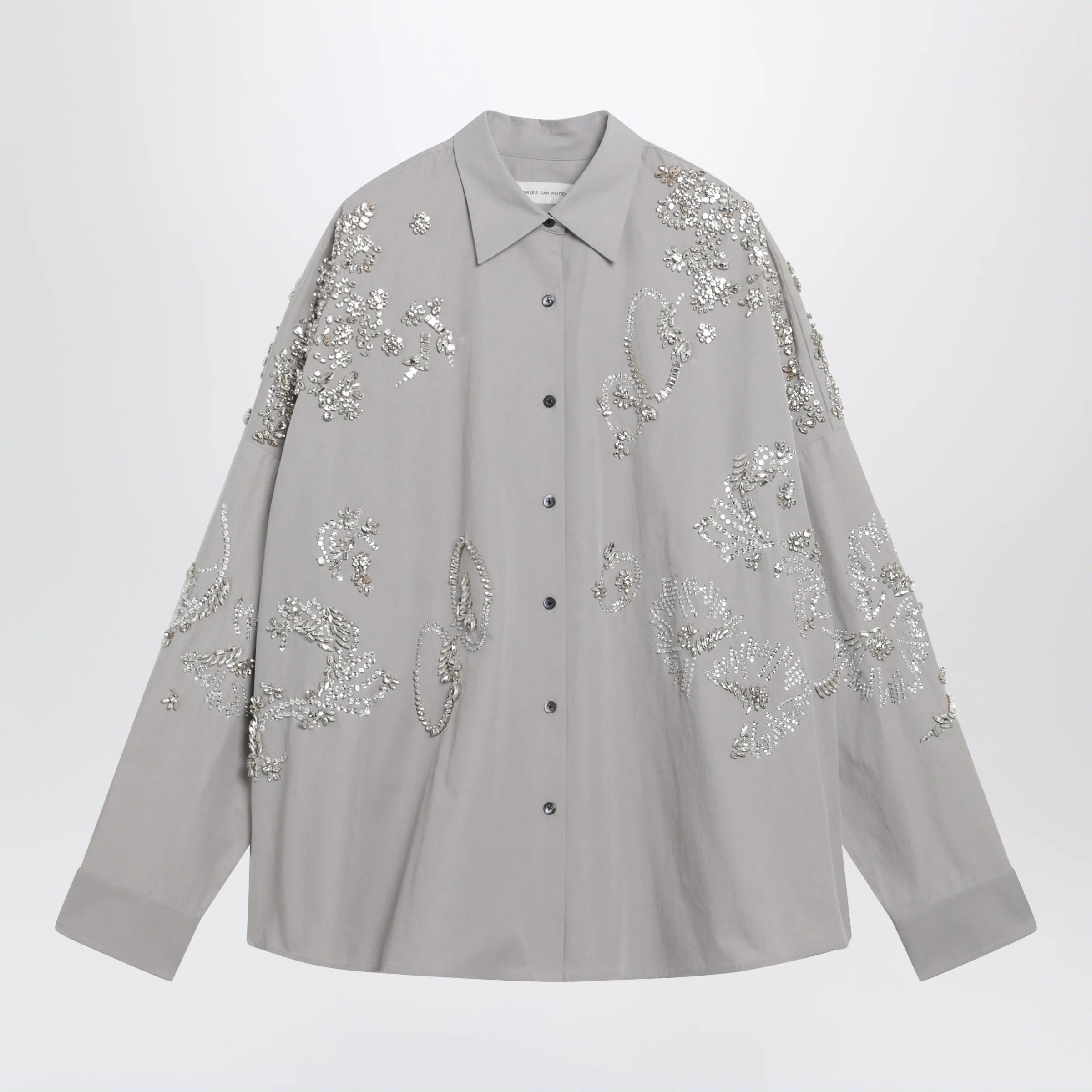 Dries Van Noten Grey shirt with sequin embroidery