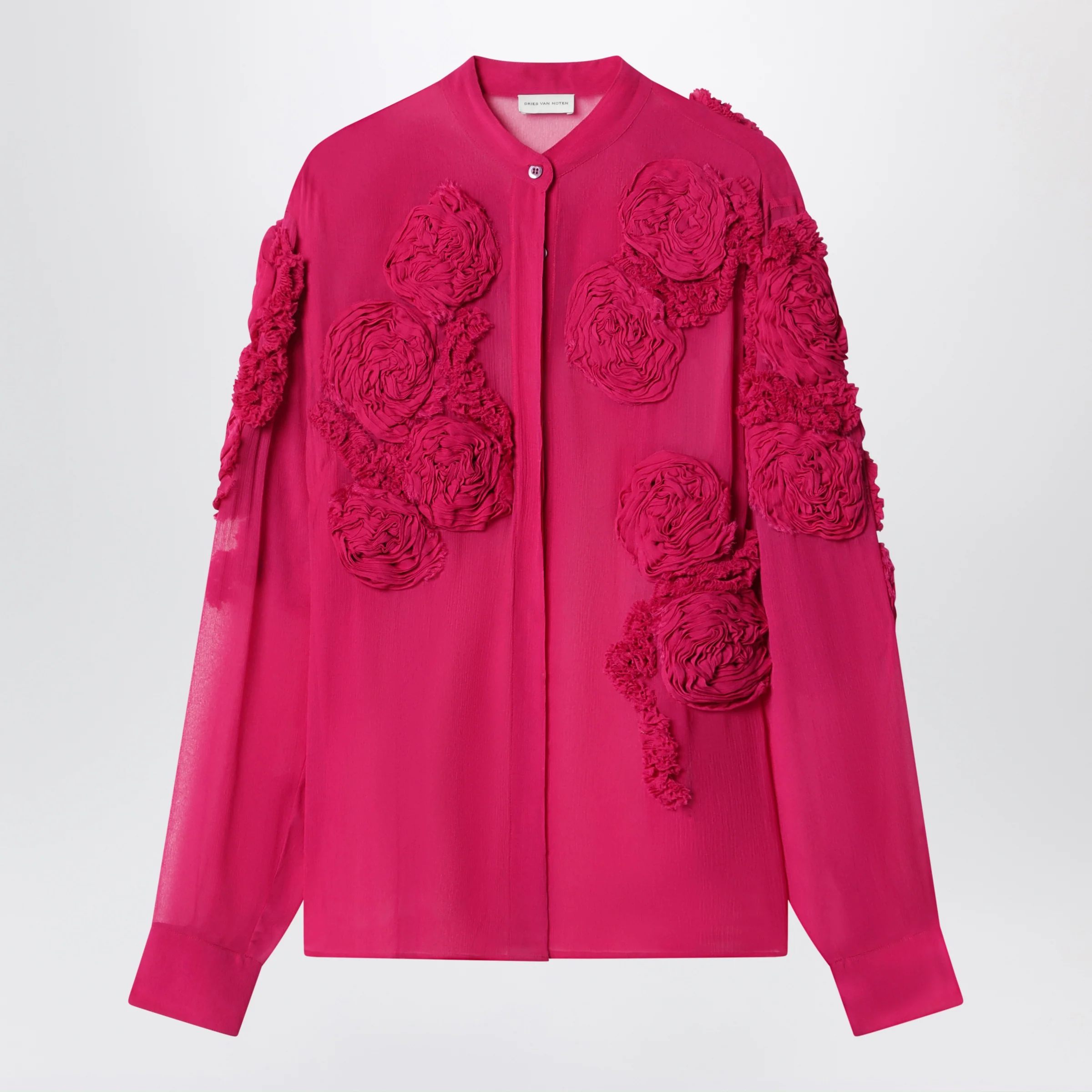 Dries Van Noten Fuchsia shirt with embossed roses