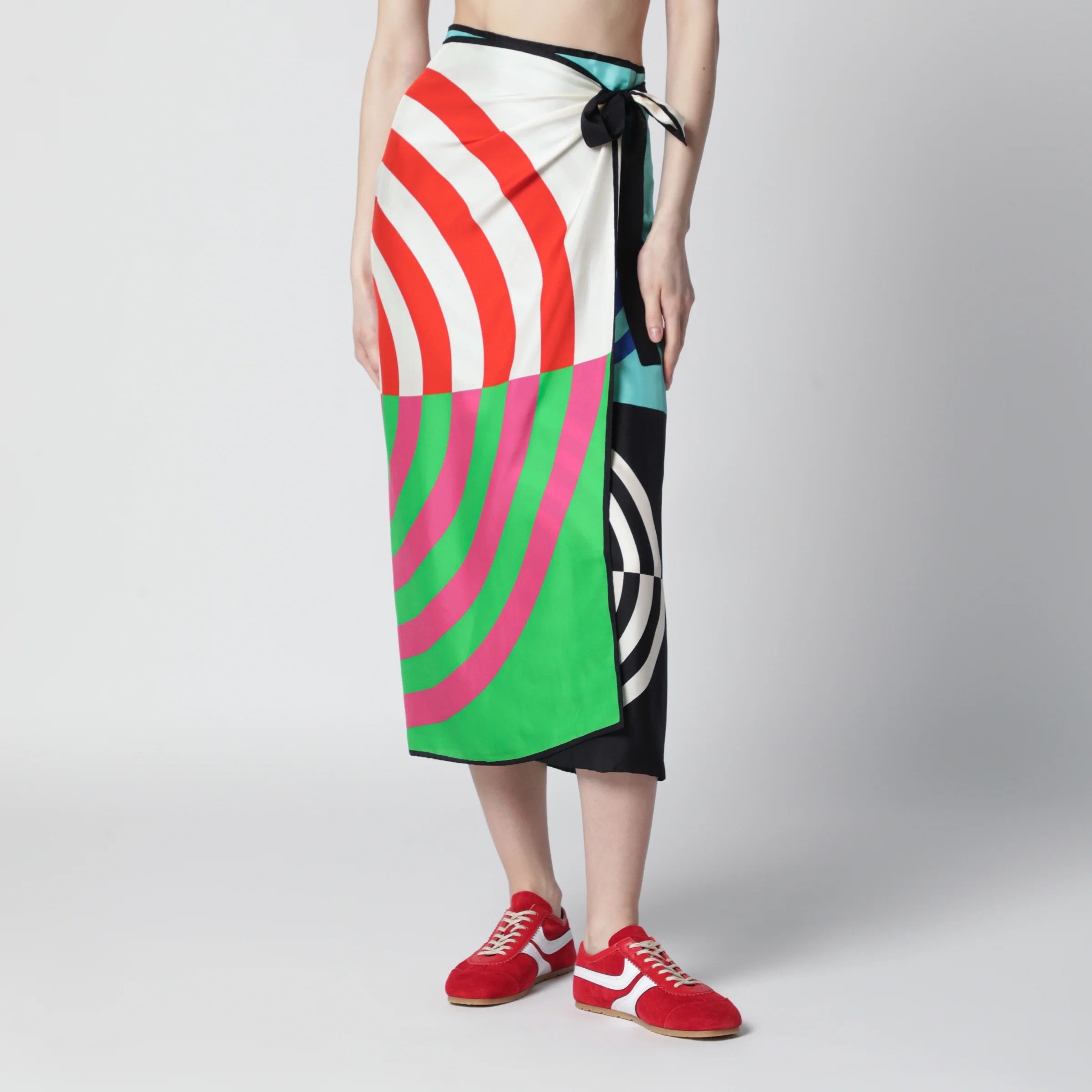 Dries Van Noten Multicolor graphic print silk skirt