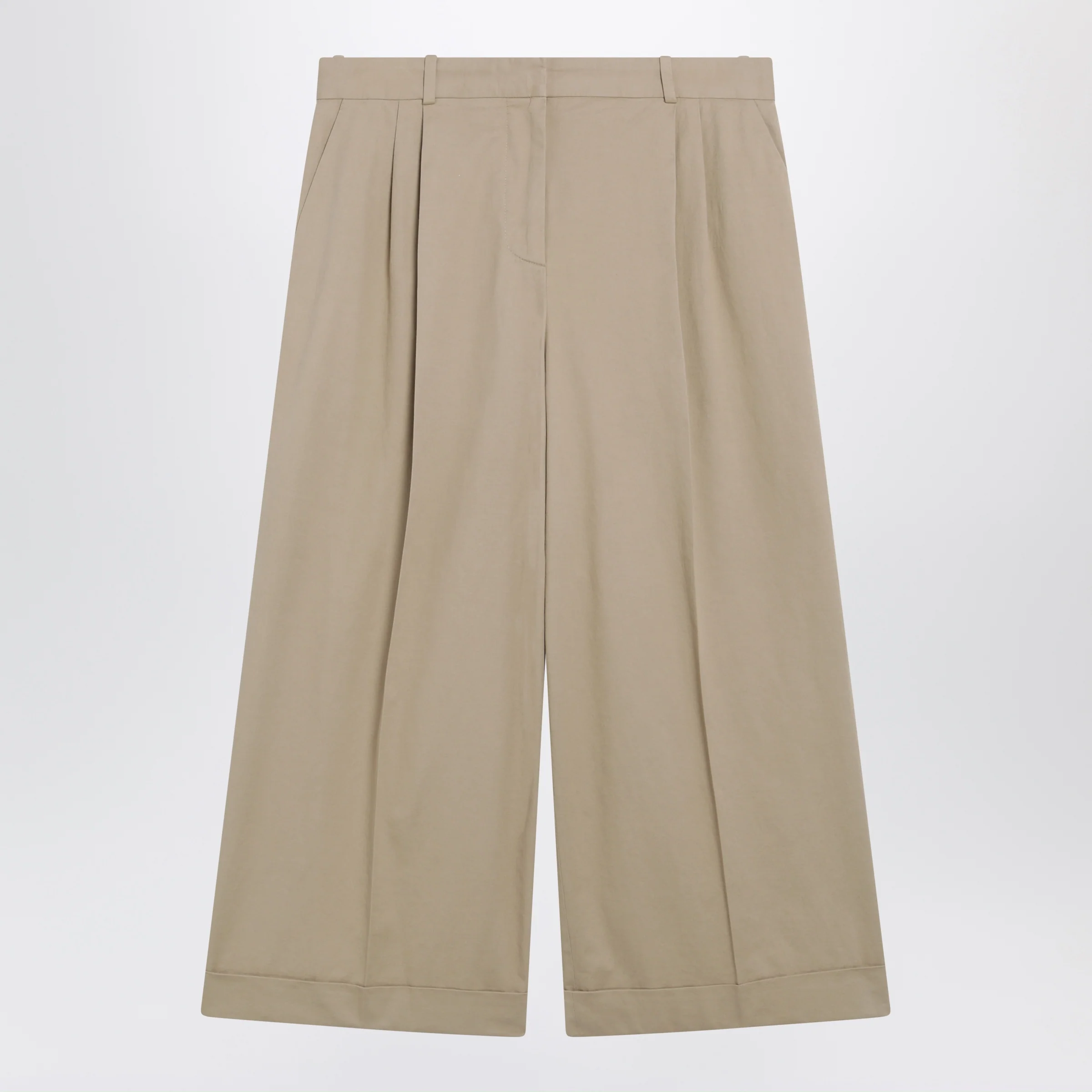 The Row Pleated culotte pants in cotton blend, beige