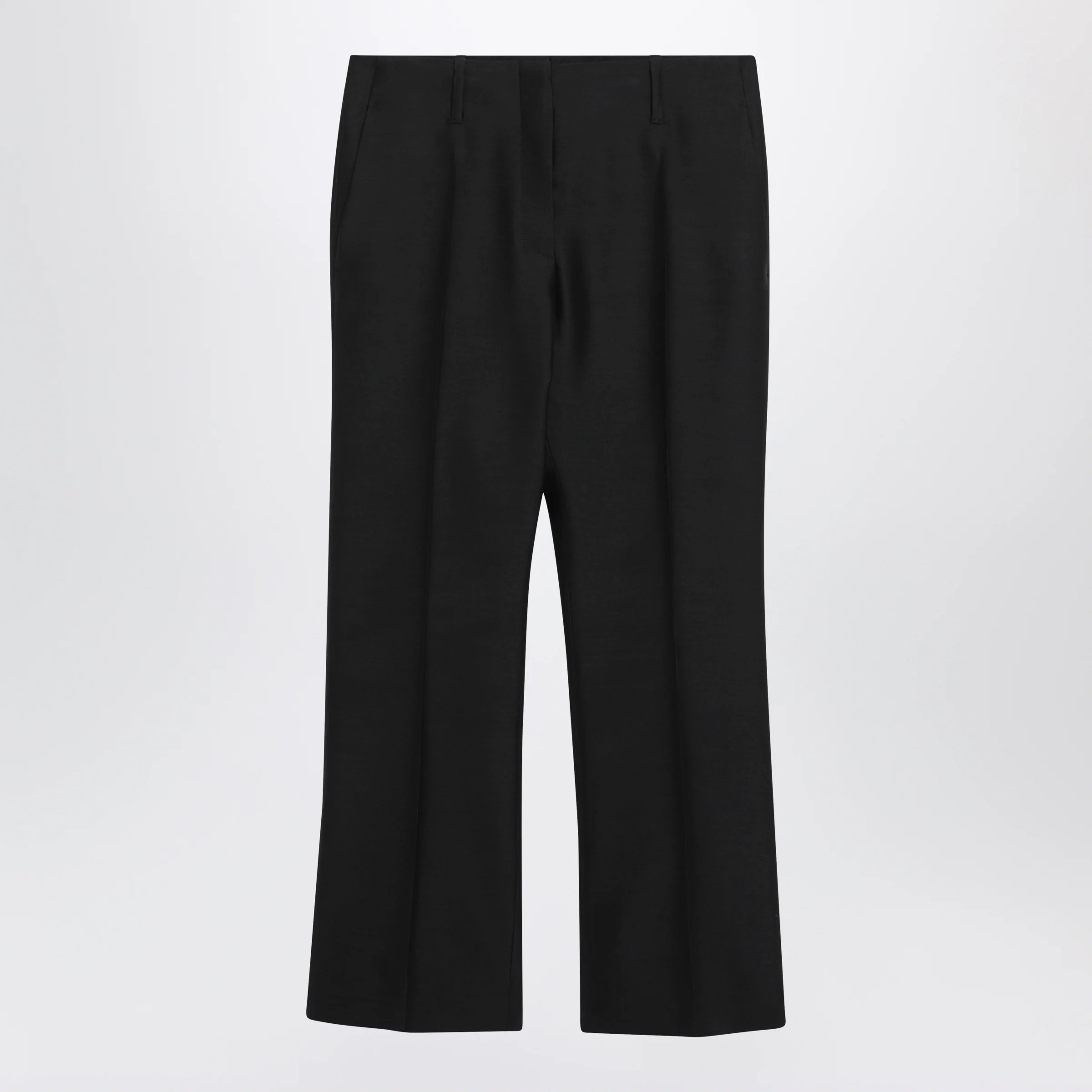 Dries Van Noten Black ankle-length trousers in wool and silk