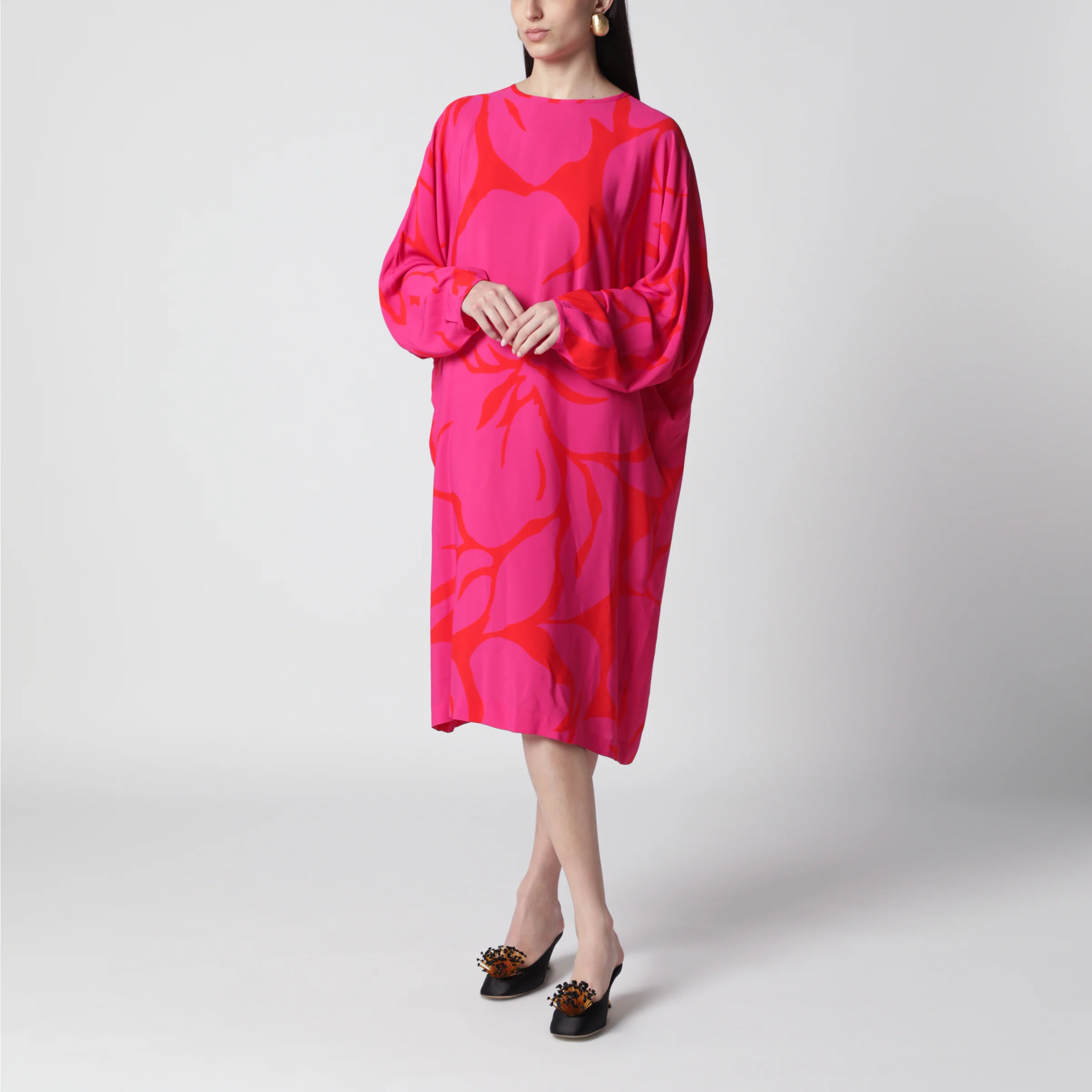 Dries Van Noten Dress with Fuchsia Print in Viscose