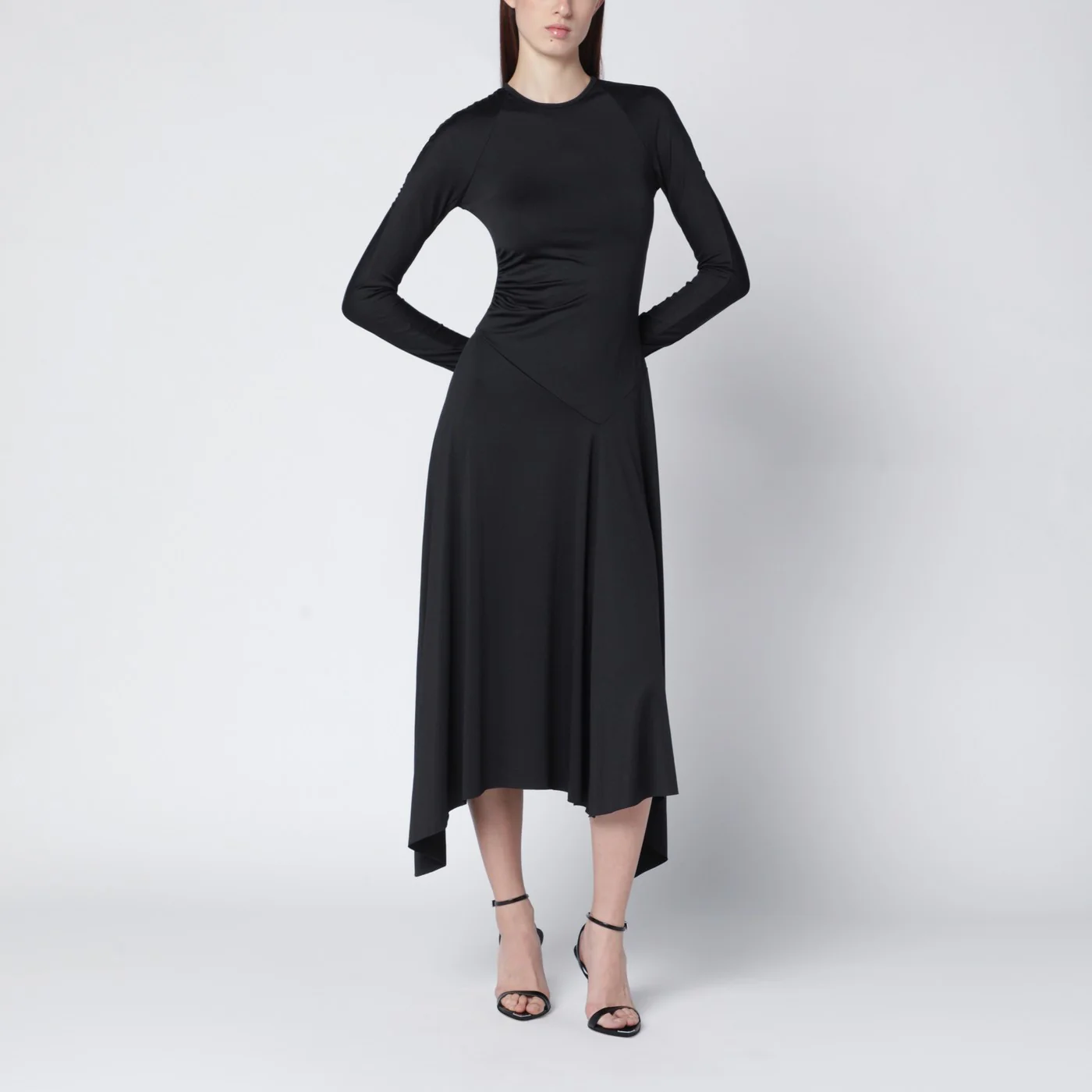 Victoria Beckham Black asymmetric midi dress