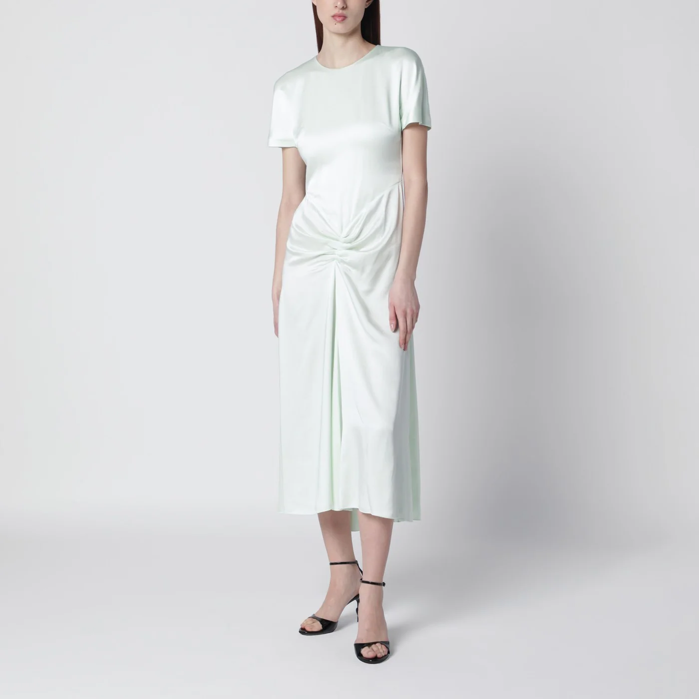 Victoria Beckham Blaire dress with gathered waist in aloe colour