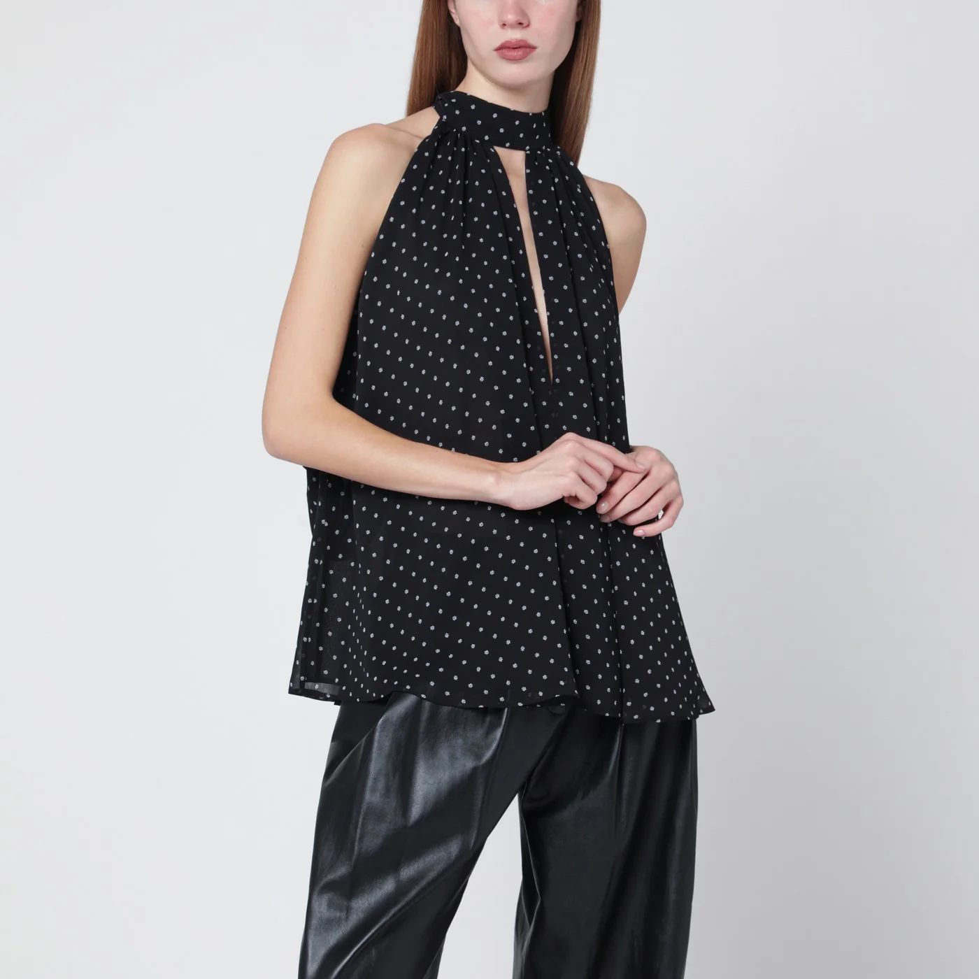 ROTATE Polka-dot blouse with integrated scarf