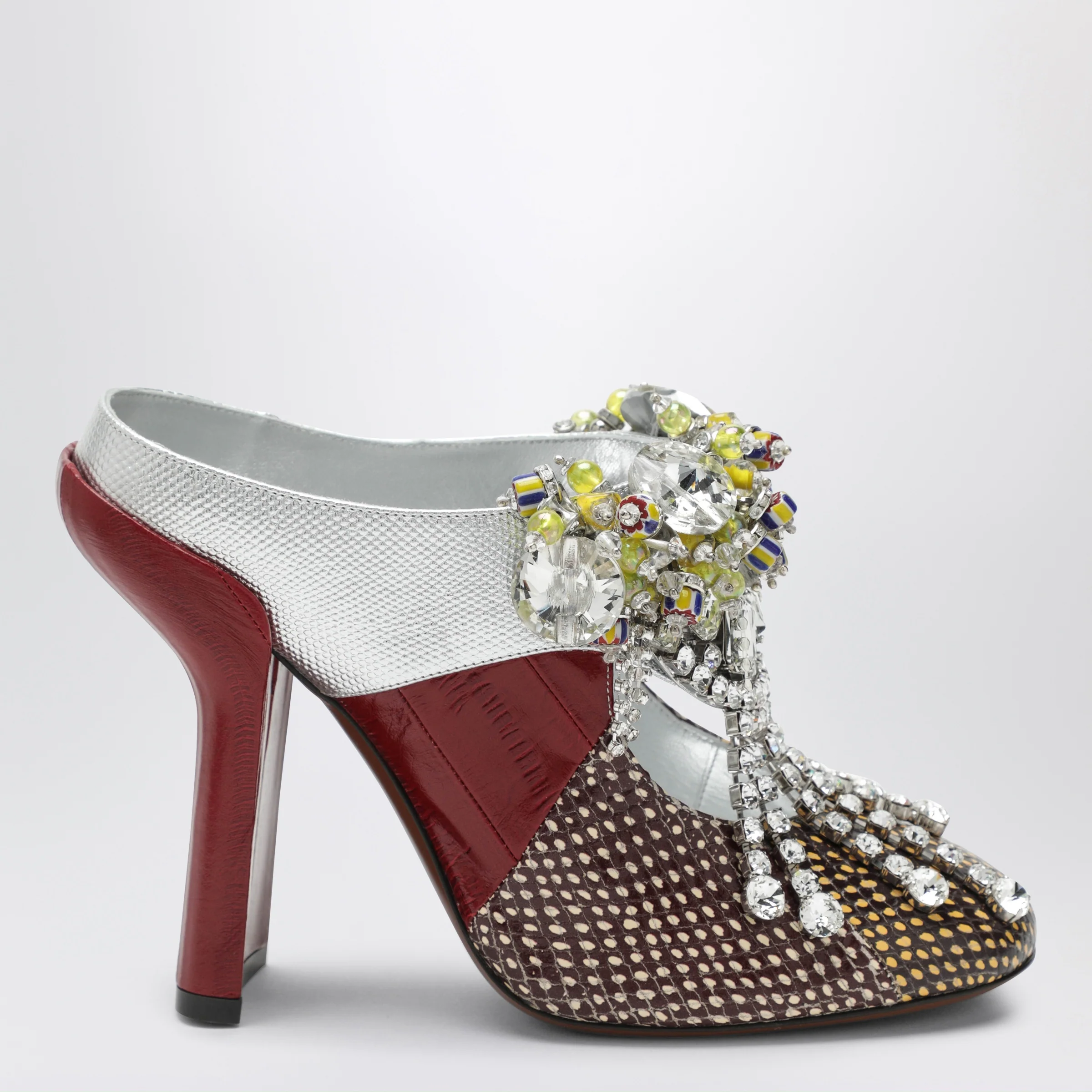 Dries Van Noten Patchwork leather mules with decoration