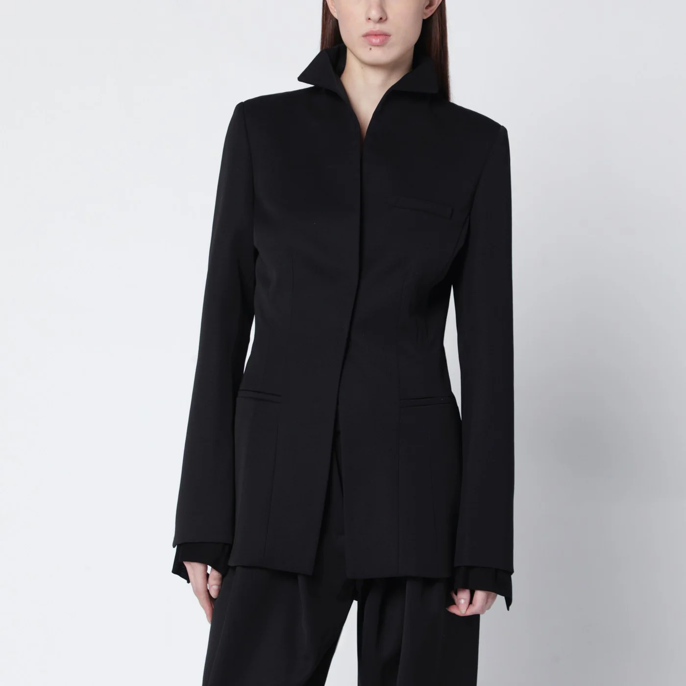 Francesco Murano Black single-breasted wool blazer