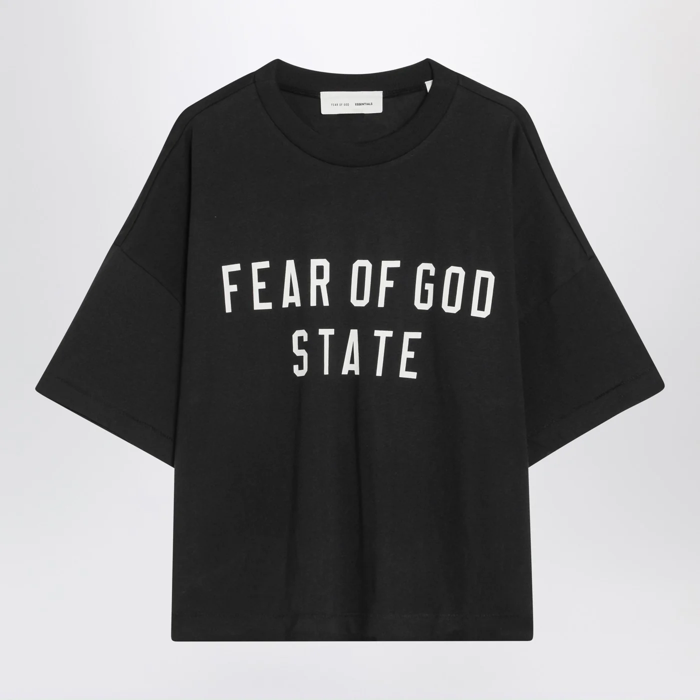 Fear of God Essentials Black crewneck T-shirt with logo
