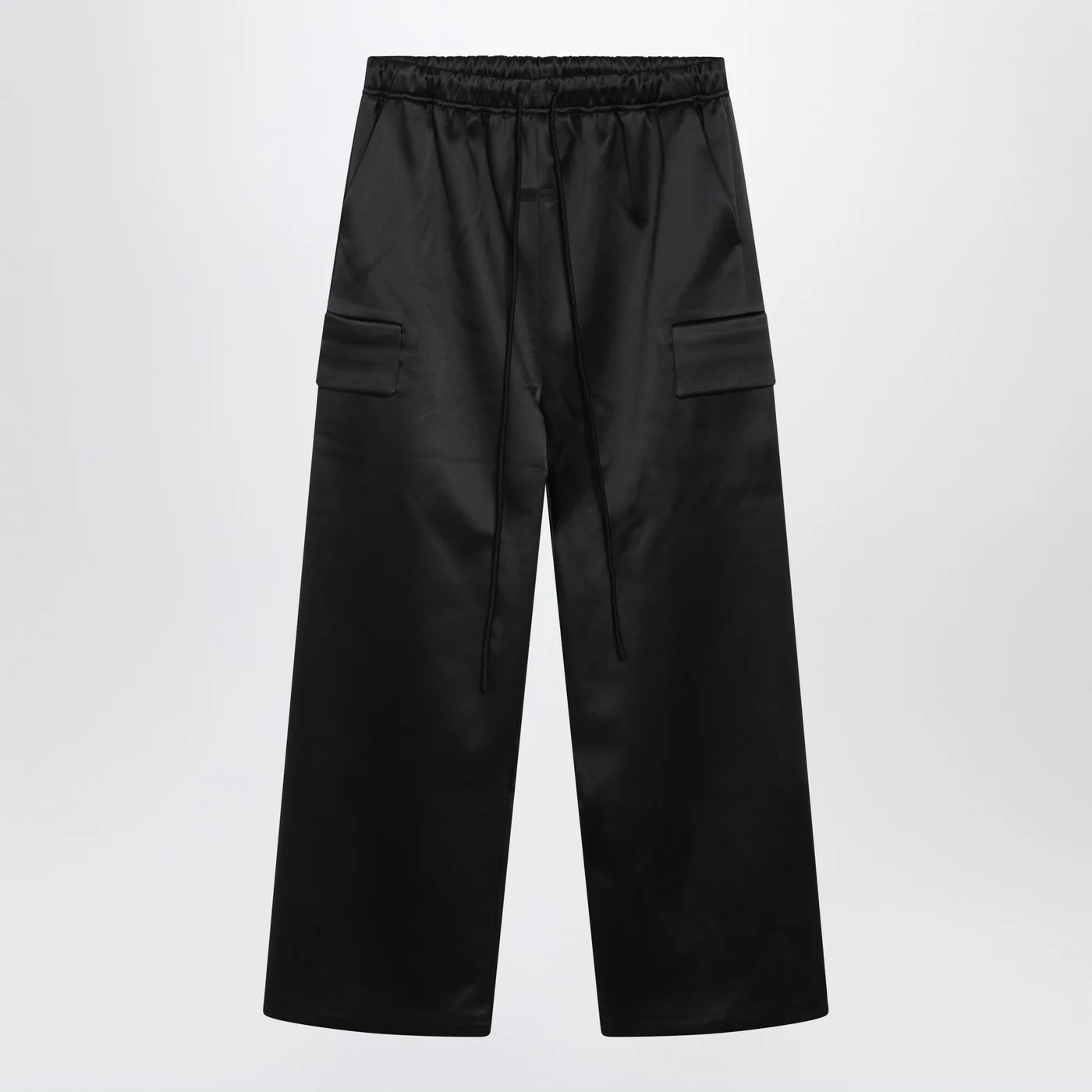 Fear of God Essentials Black satin cargo trousers