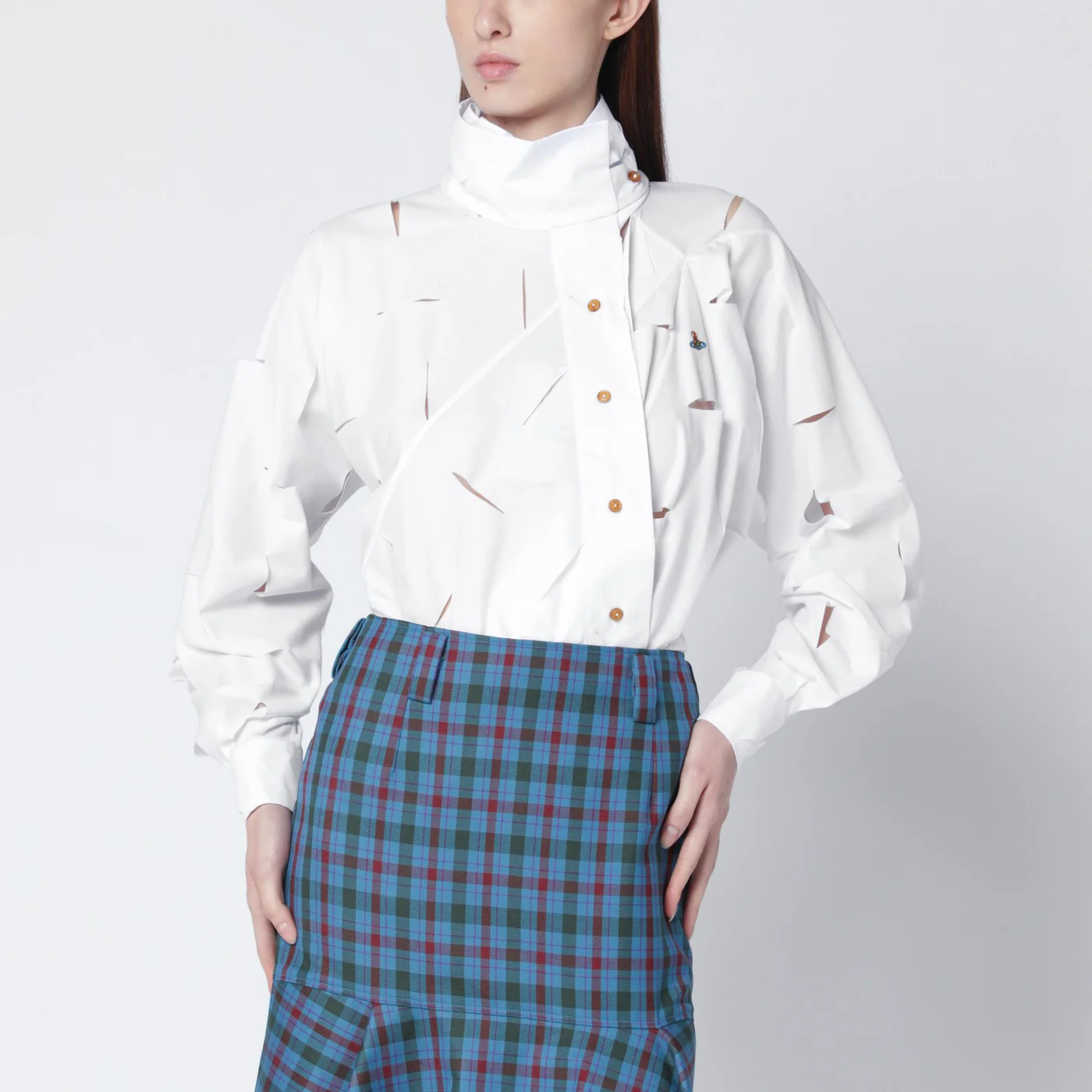 Vivienne Westwood White Halston shirt with cut-out details