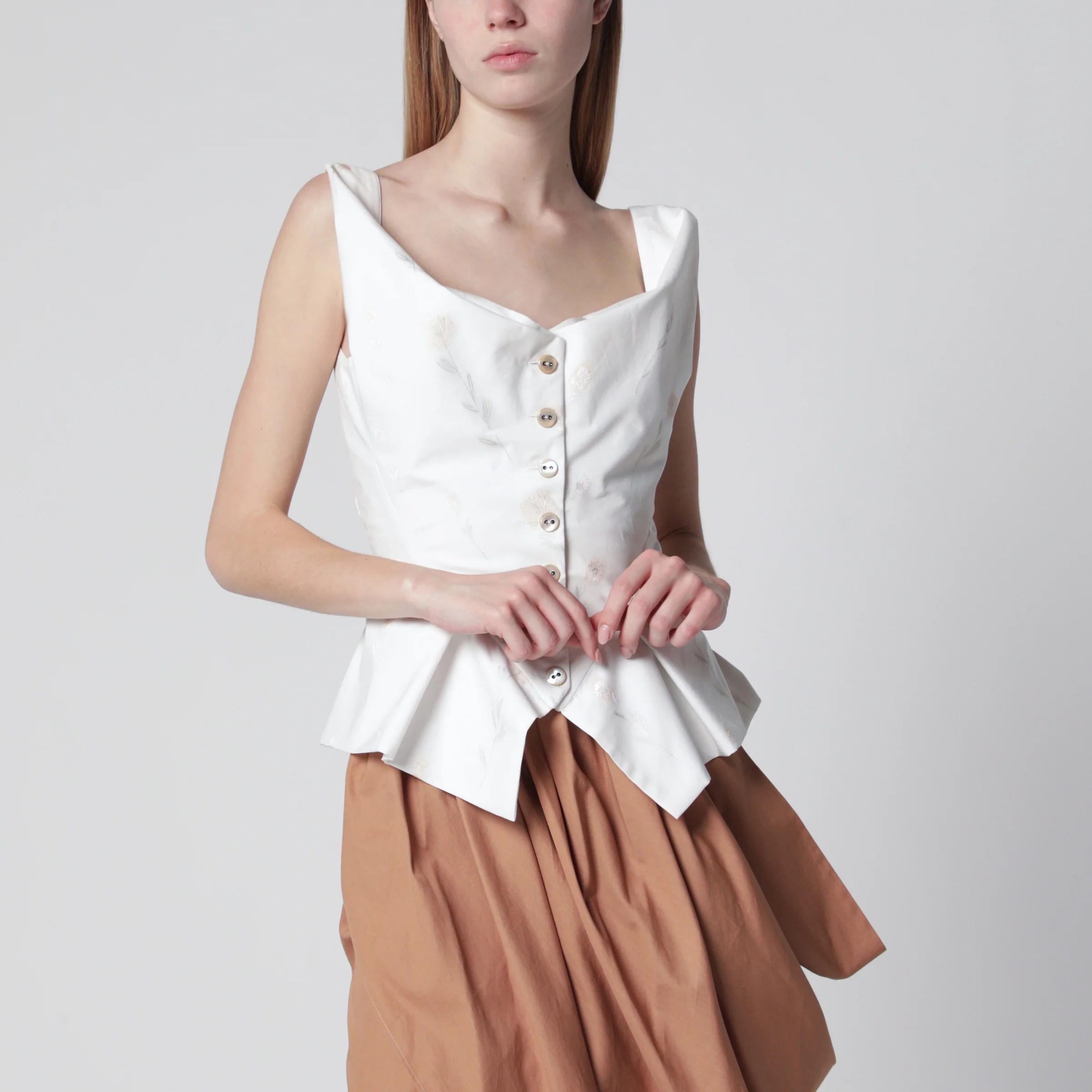 Vivienne Westwood White vest with floral embroidery