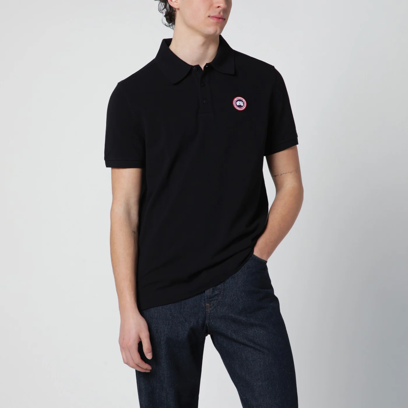 Canada Goose Black polo shirt with logo patch