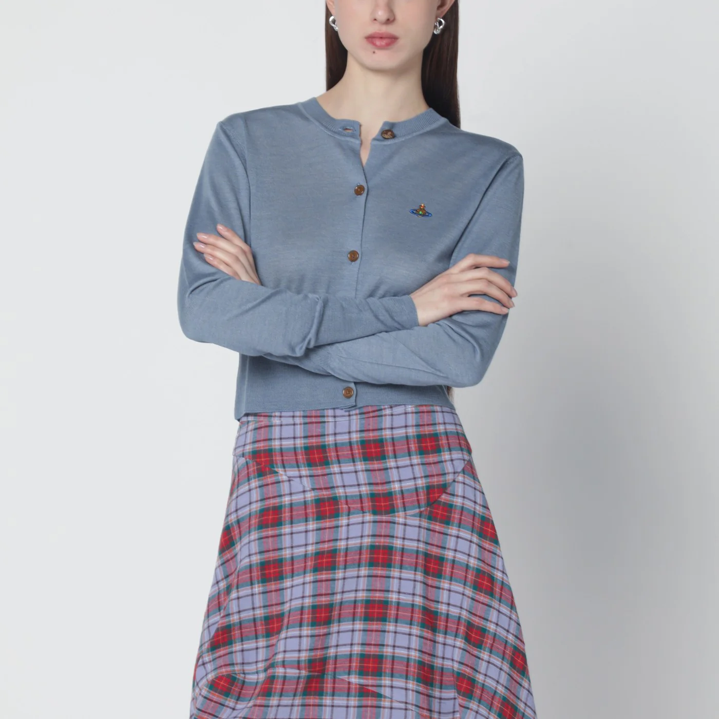 Vivienne Westwood Ice-blue cropped wool and silk cardigan
