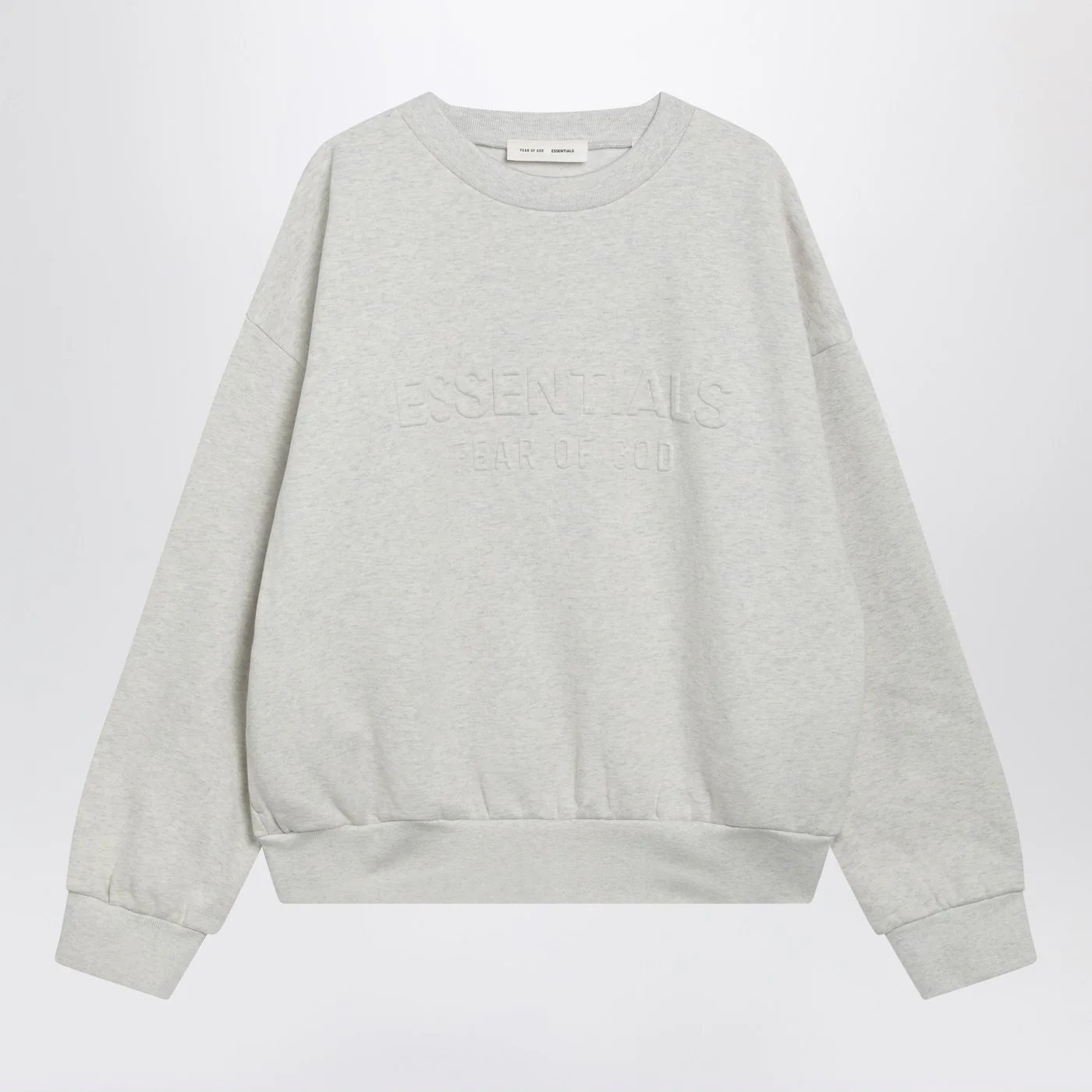 Fear of God Essentials Light grey mélange crewneck sweatshirt with logo