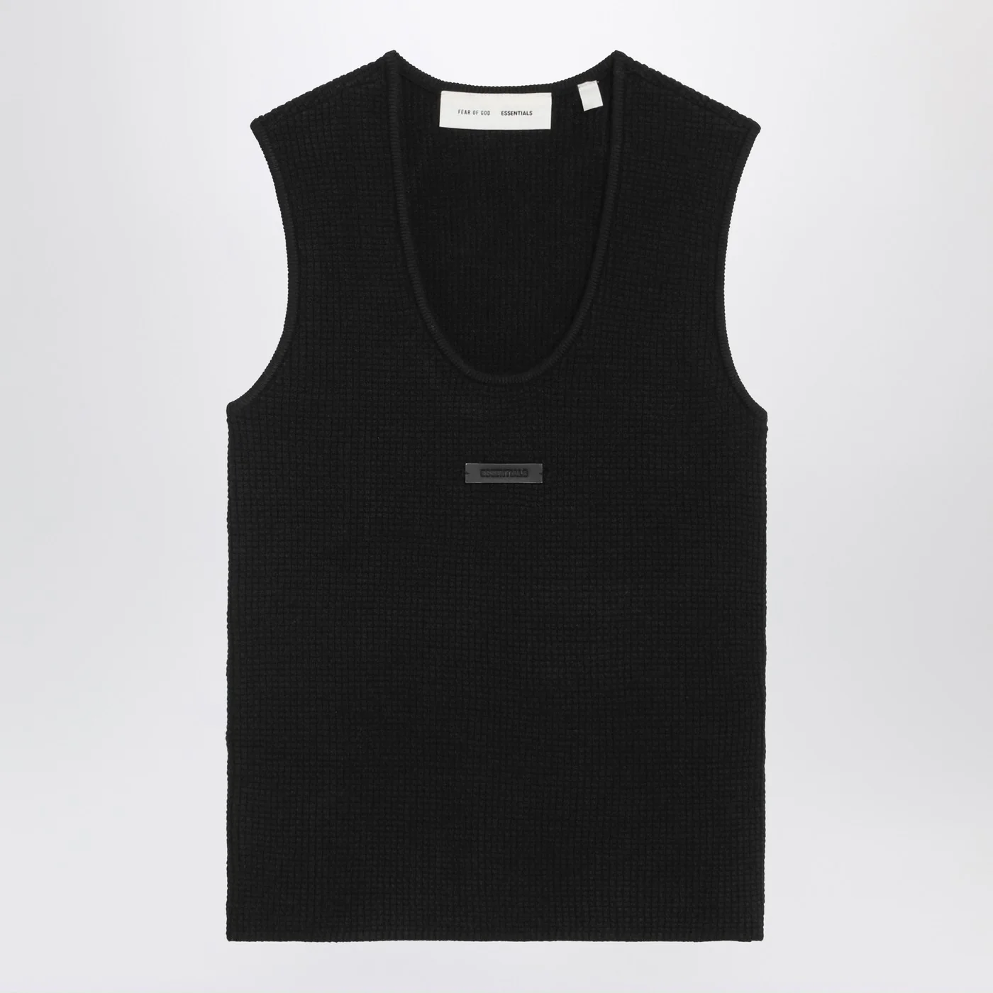 Fear of God Essentials Black tank top in stretch Waffle fabric