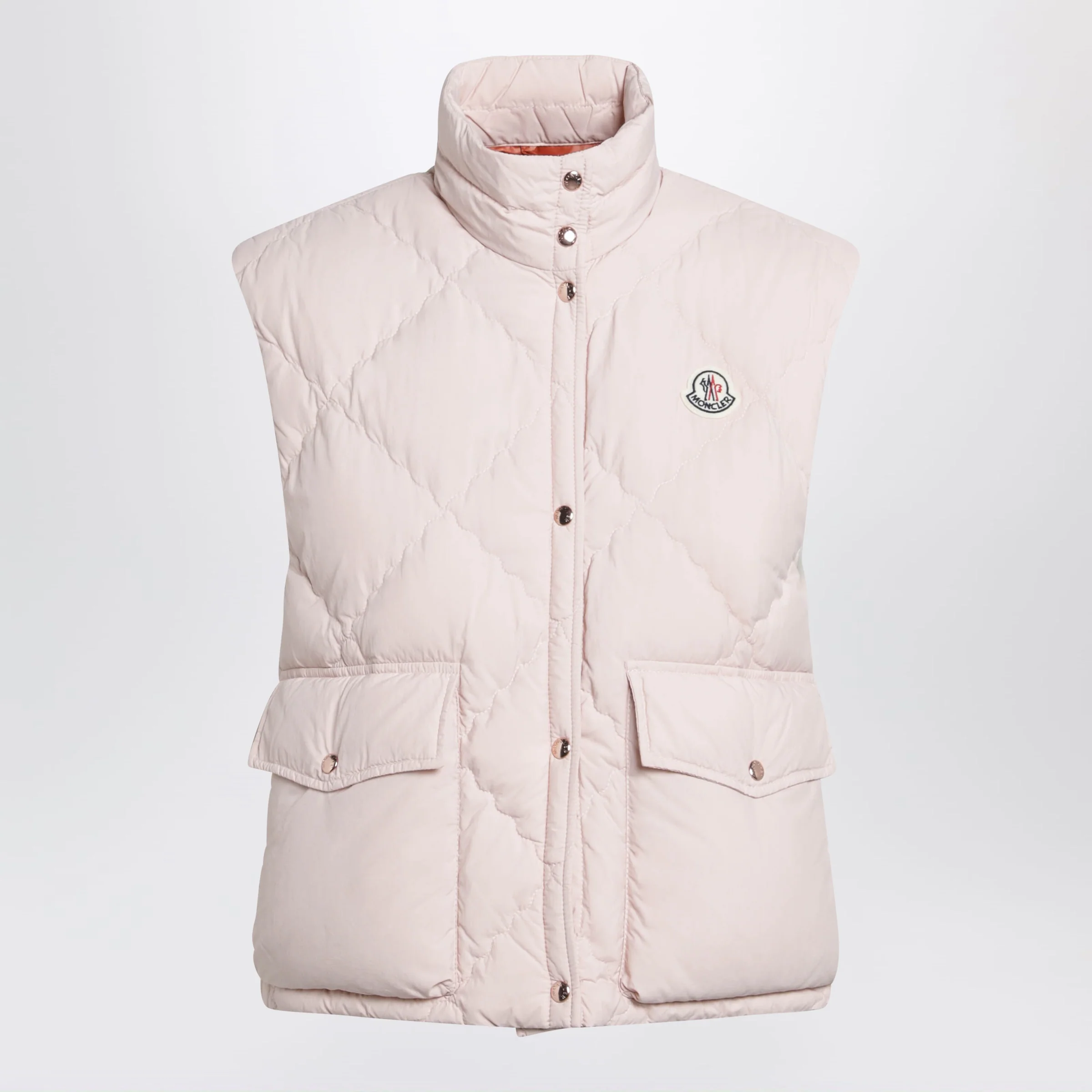 Moncler Biois padded vest pink with geometric quilting