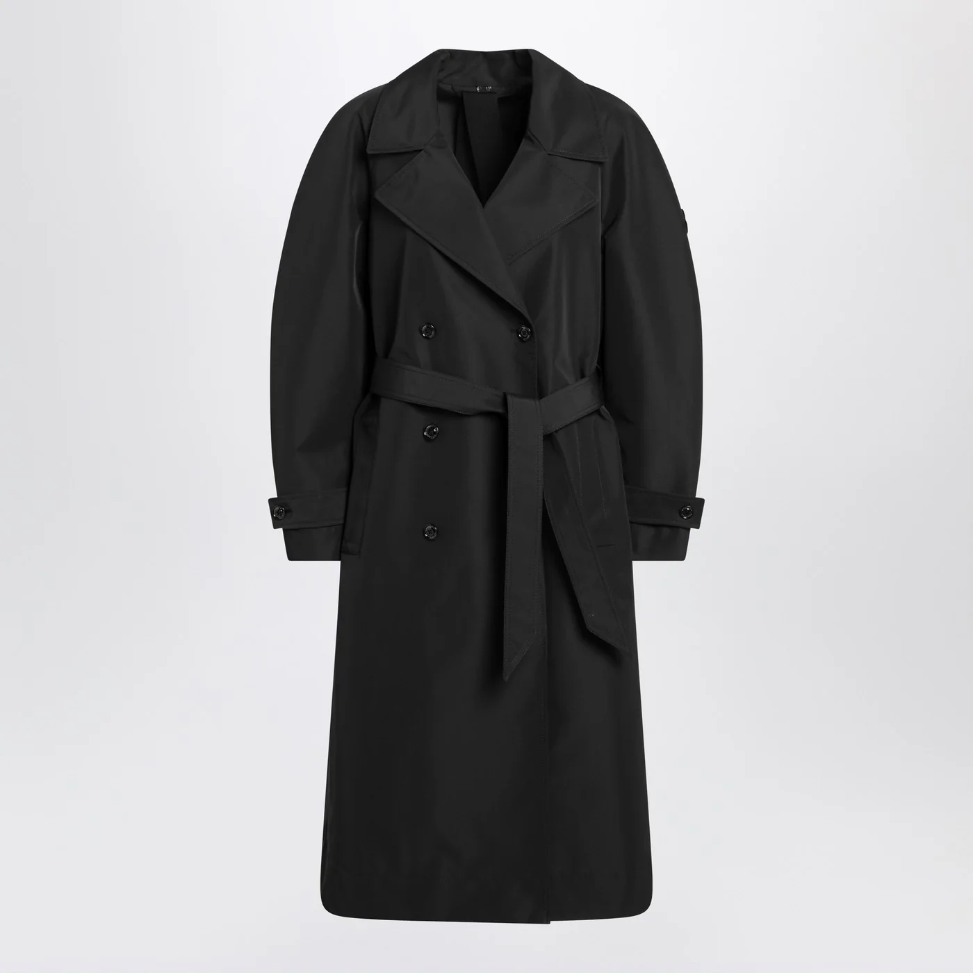 Moncler X Edward Enninful Black double-breasted trench coat with belt