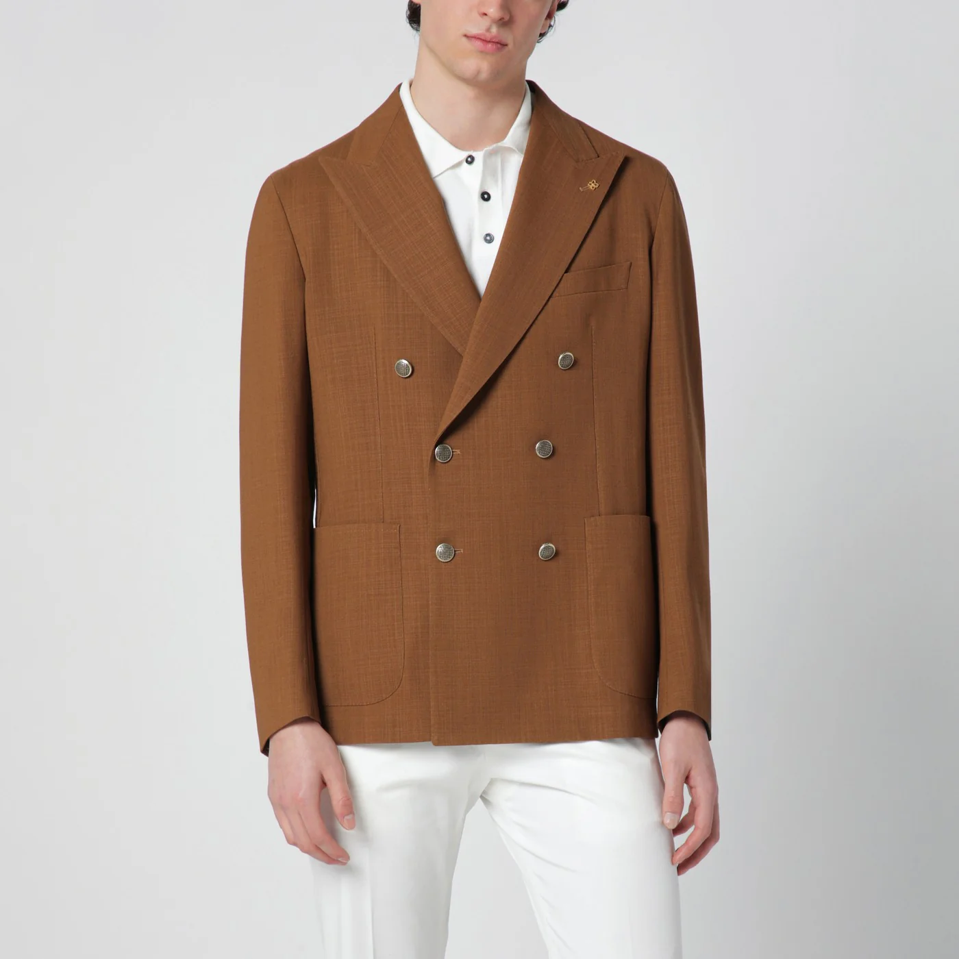 Tagliatore Caramel double-breasted wool jacket