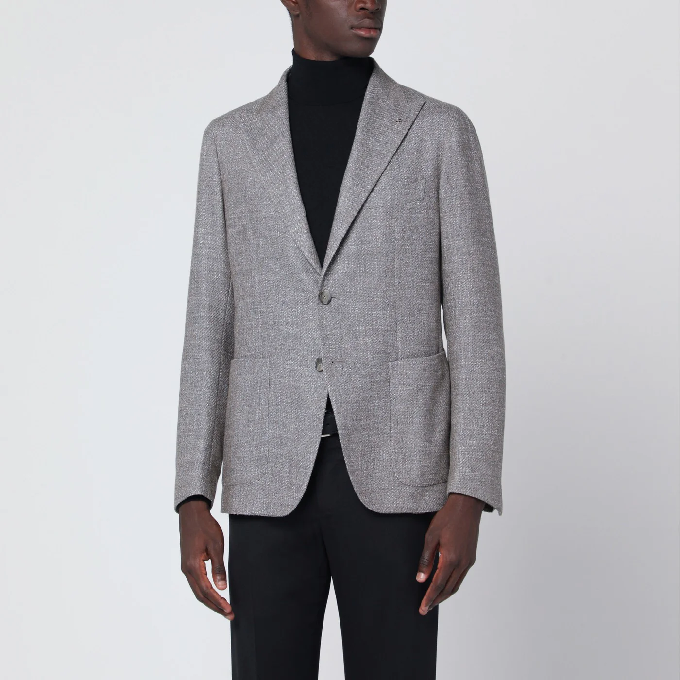 Tagliatore Taupe single-breasted jacket in wool and silk blend