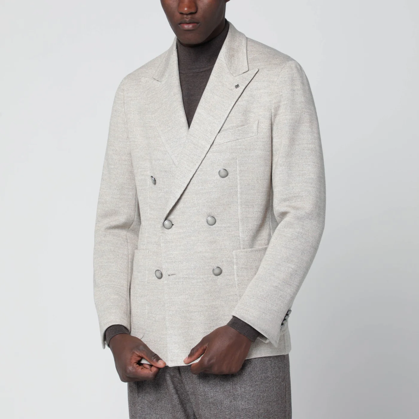 Tagliatore Beige double-breasted wool-blend jacket