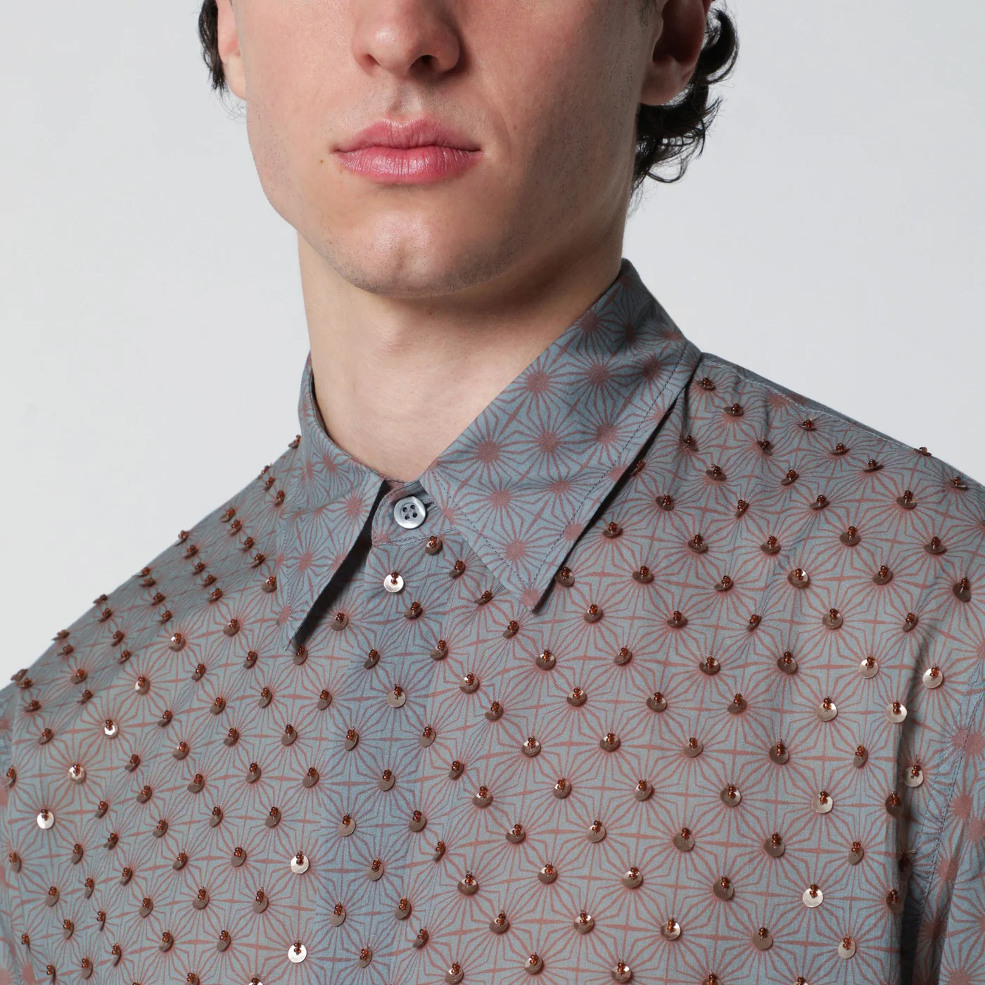 Dries Van Noten Grey shirt with sequins