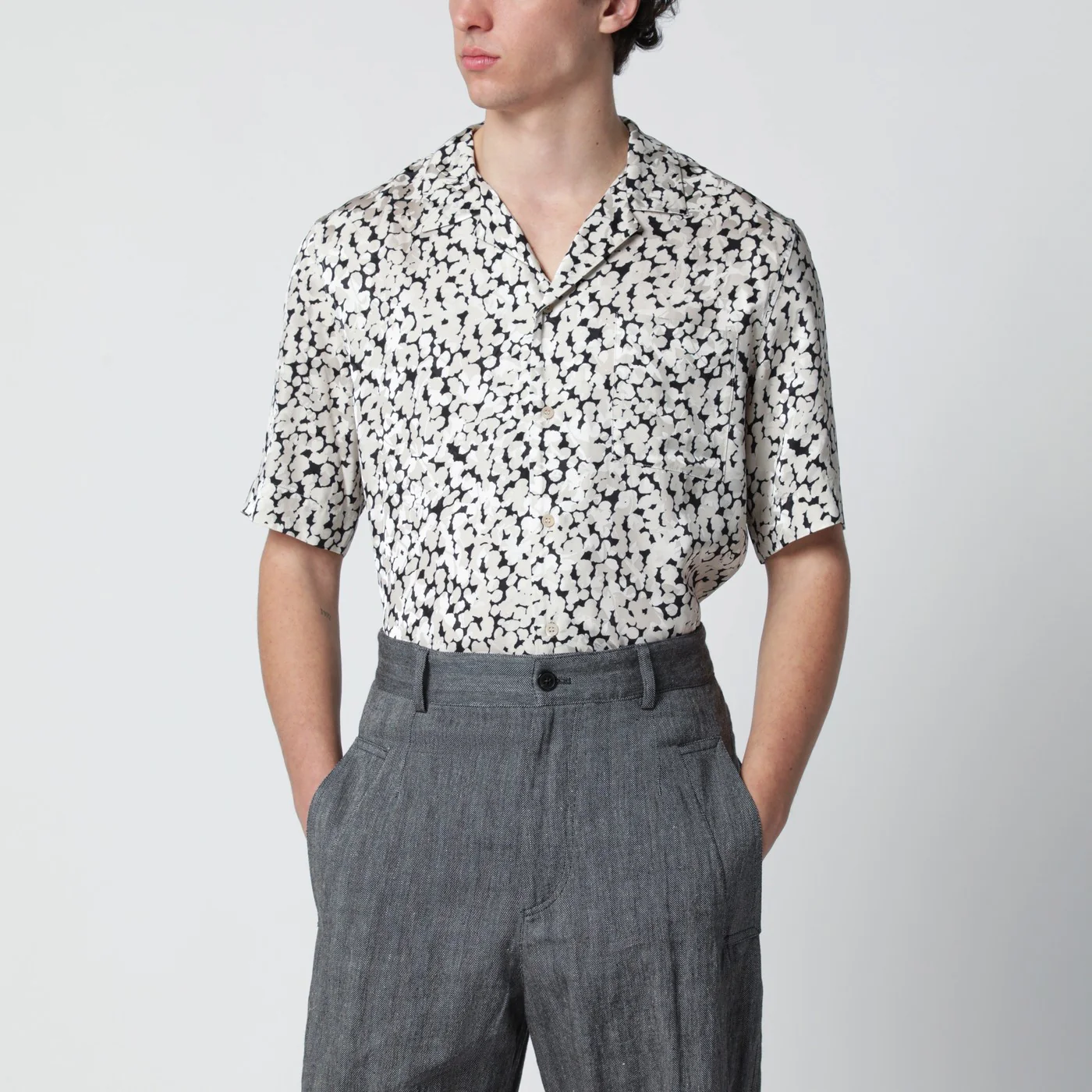 Dries Van Noten Viscose shirt with black/ecru pattern