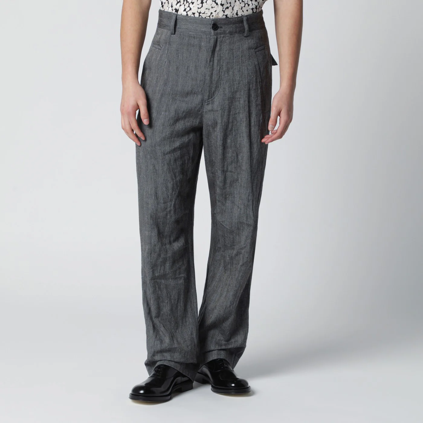 Dries Van Noten Black herringbone trousers