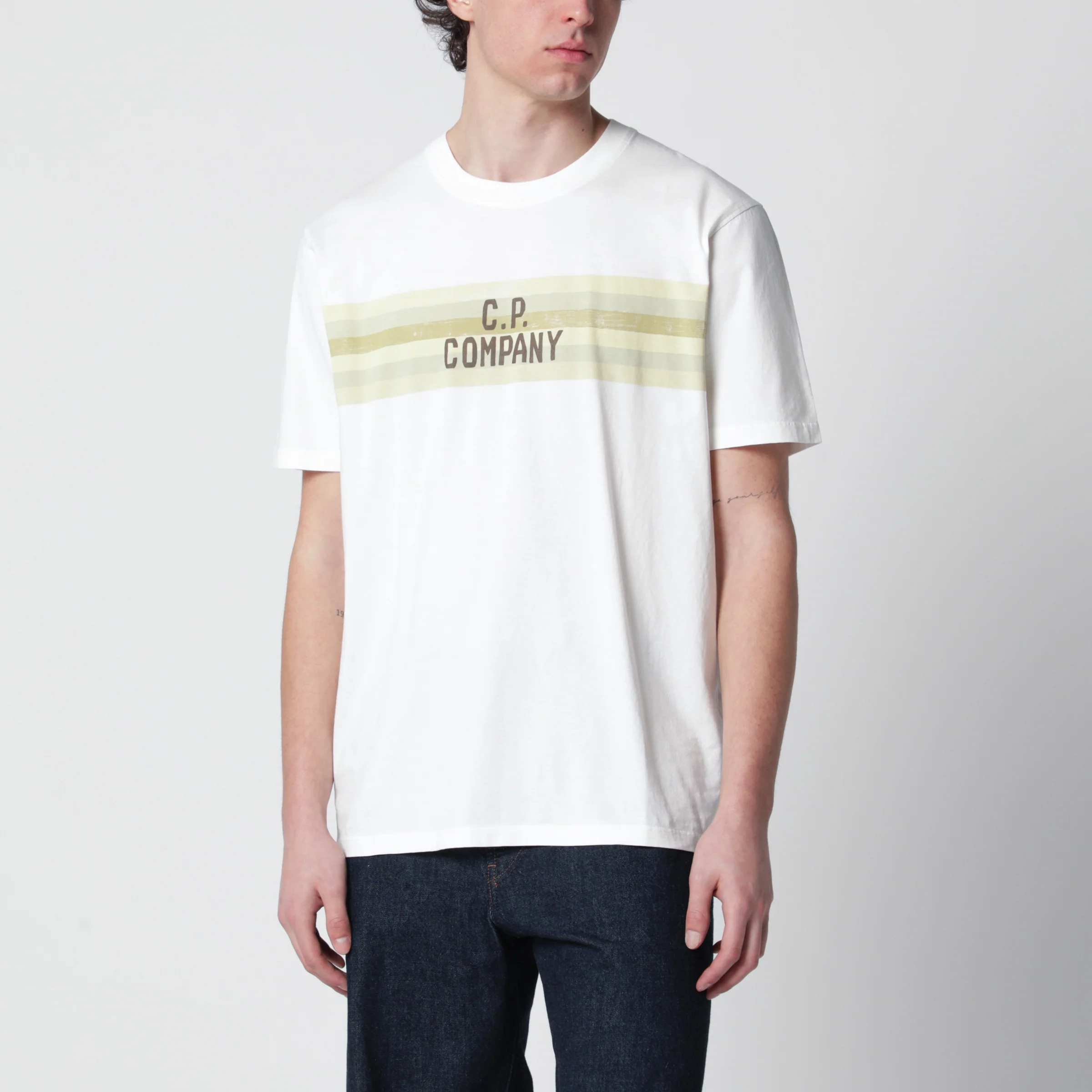C.P. Company White T-shirt with logo print