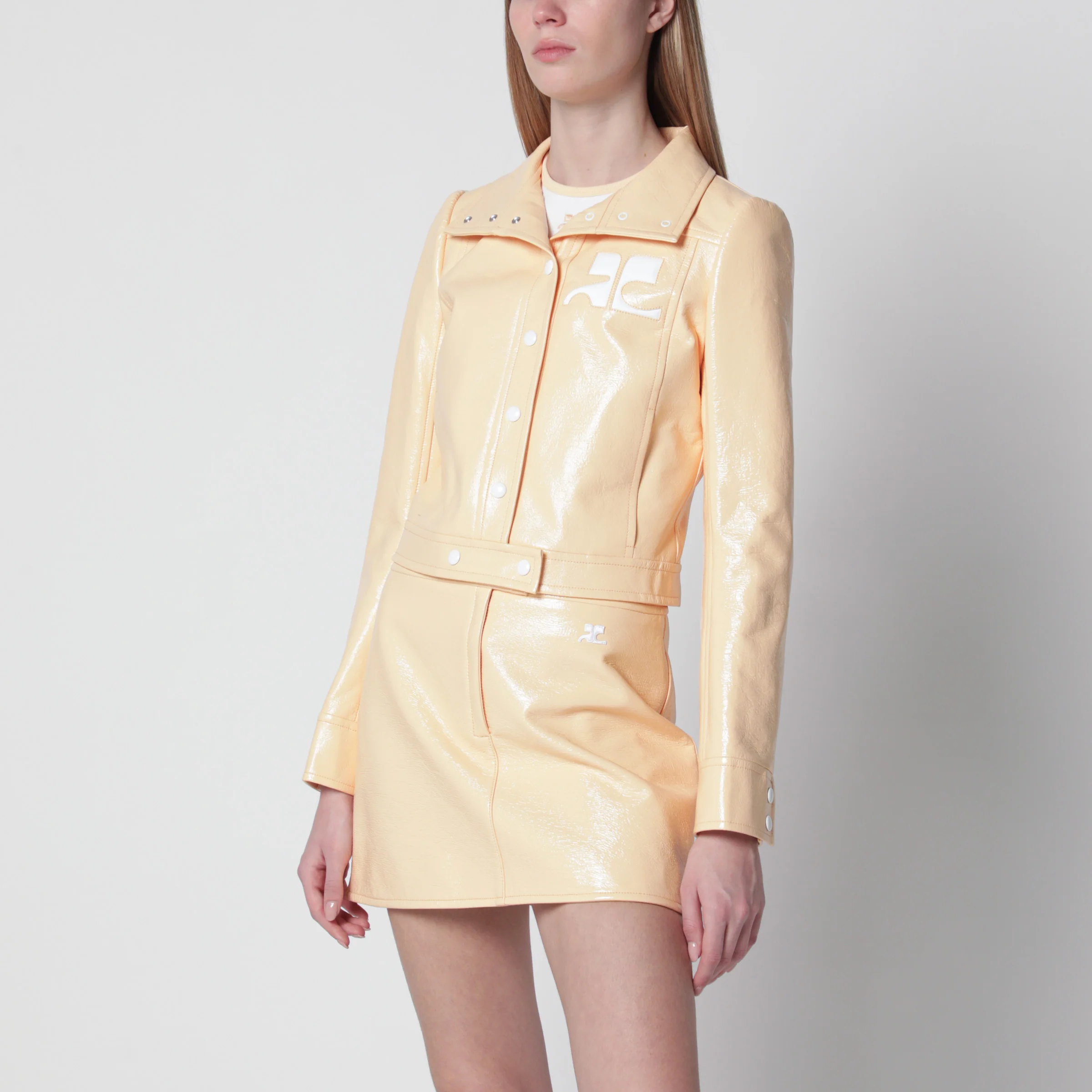 Courrèges Reedition high-neck vinyl jacket in orange