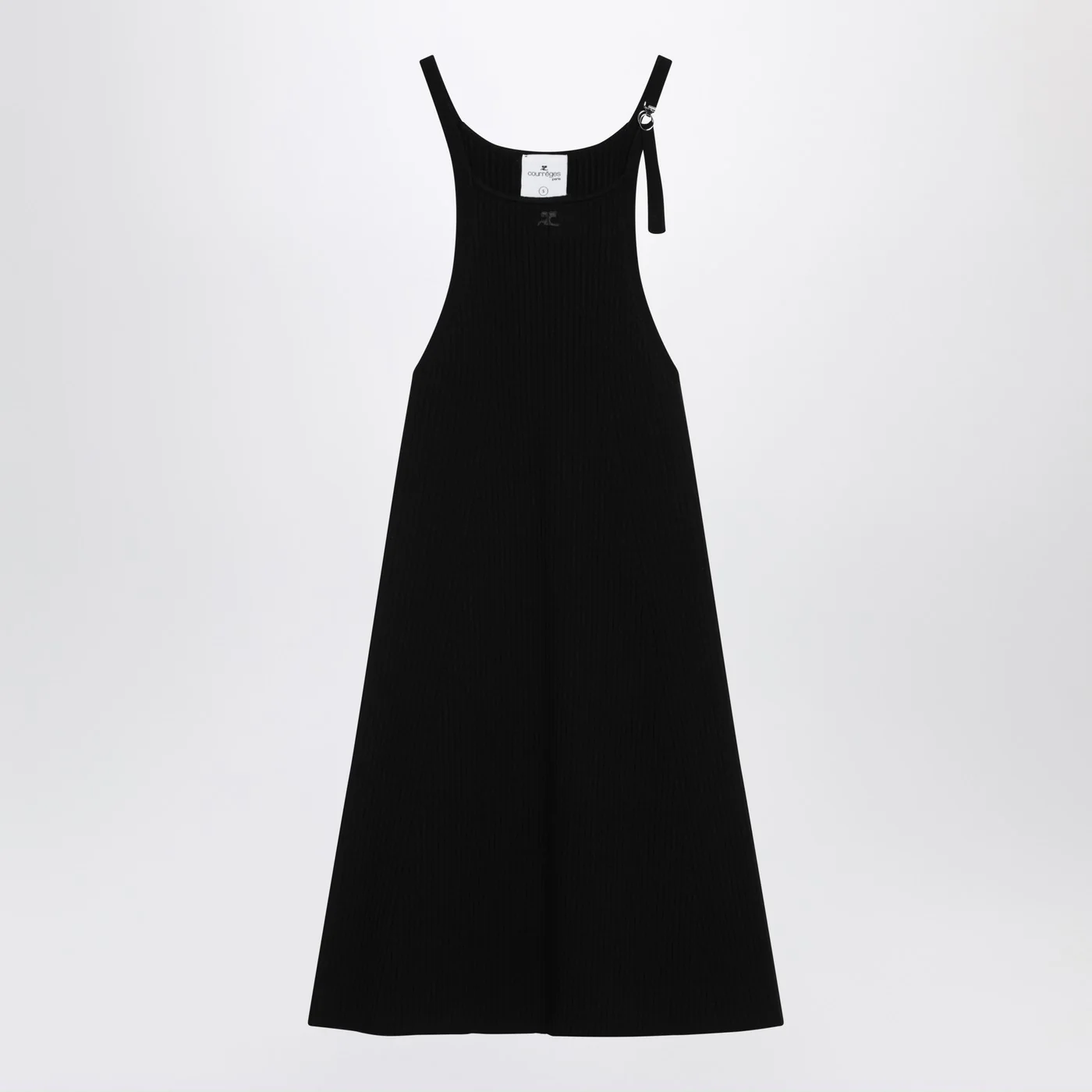 Courrèges Black ribbed mini dress