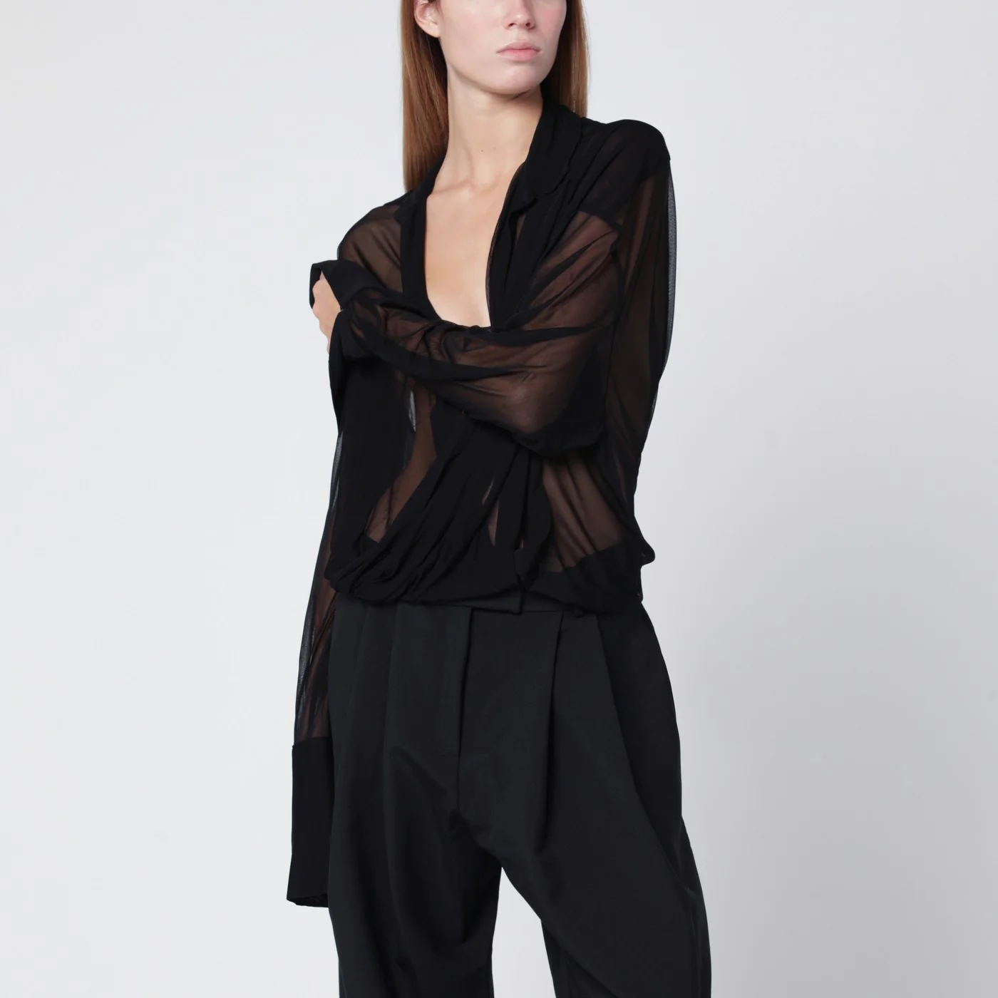 Francesco Murano Semi-transparent black blouse