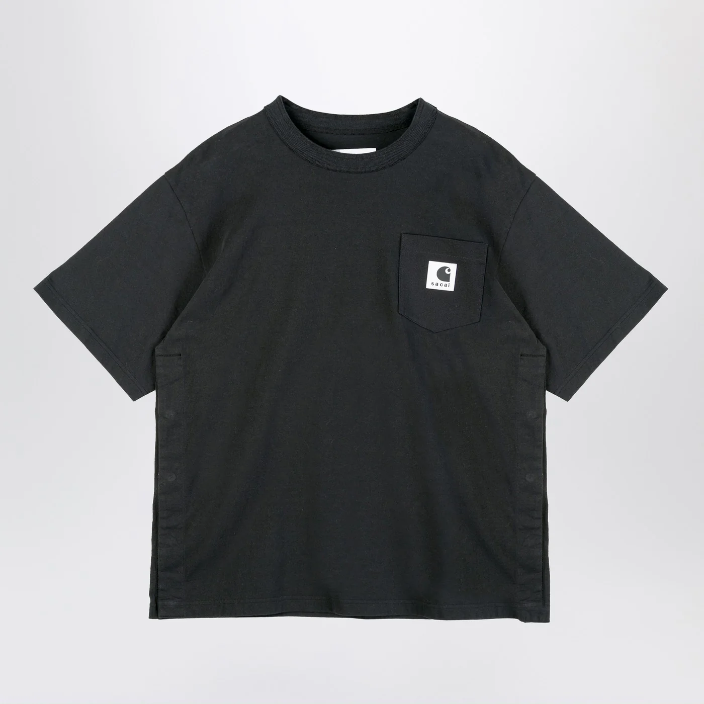 Sacai x Carhartt WIP Black cotton T-shirt with logo patch