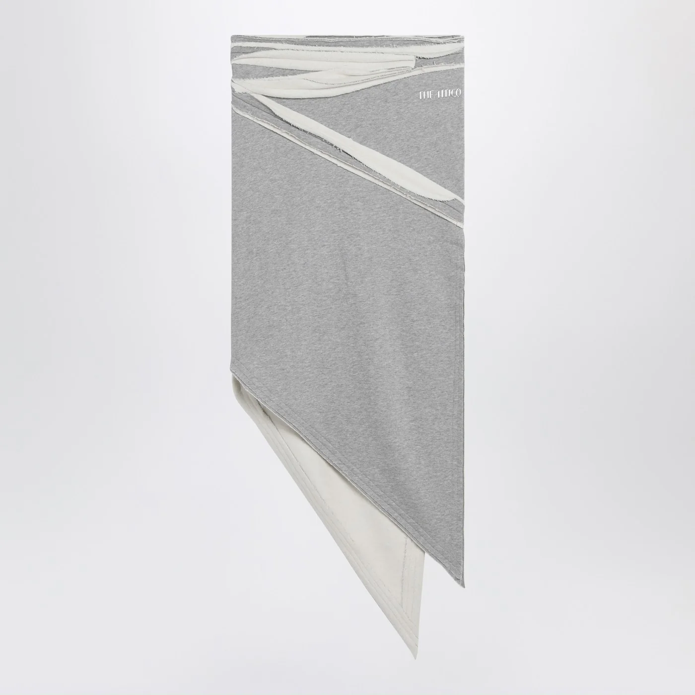 The Attico Asymmetric grey mélange cotton skirt