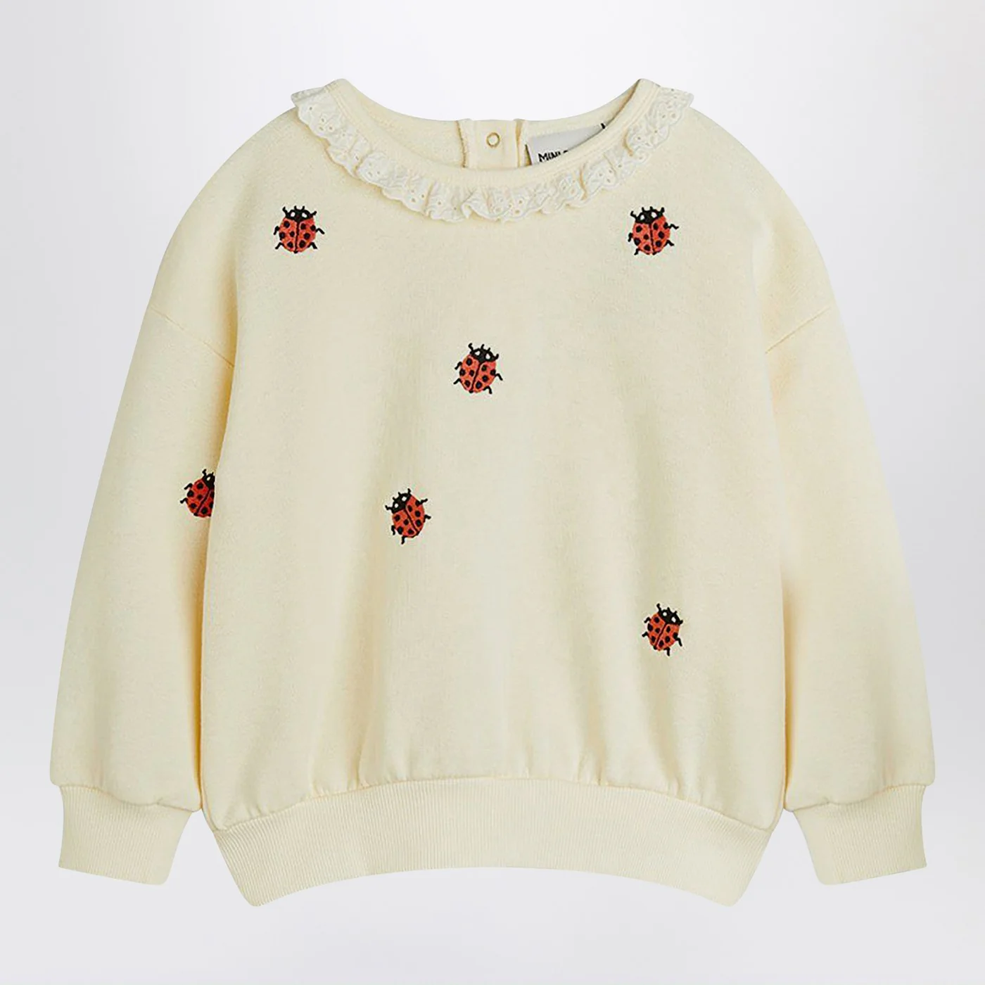 Mini Rodini Ivory sweatshirt with embroidered ladybugs